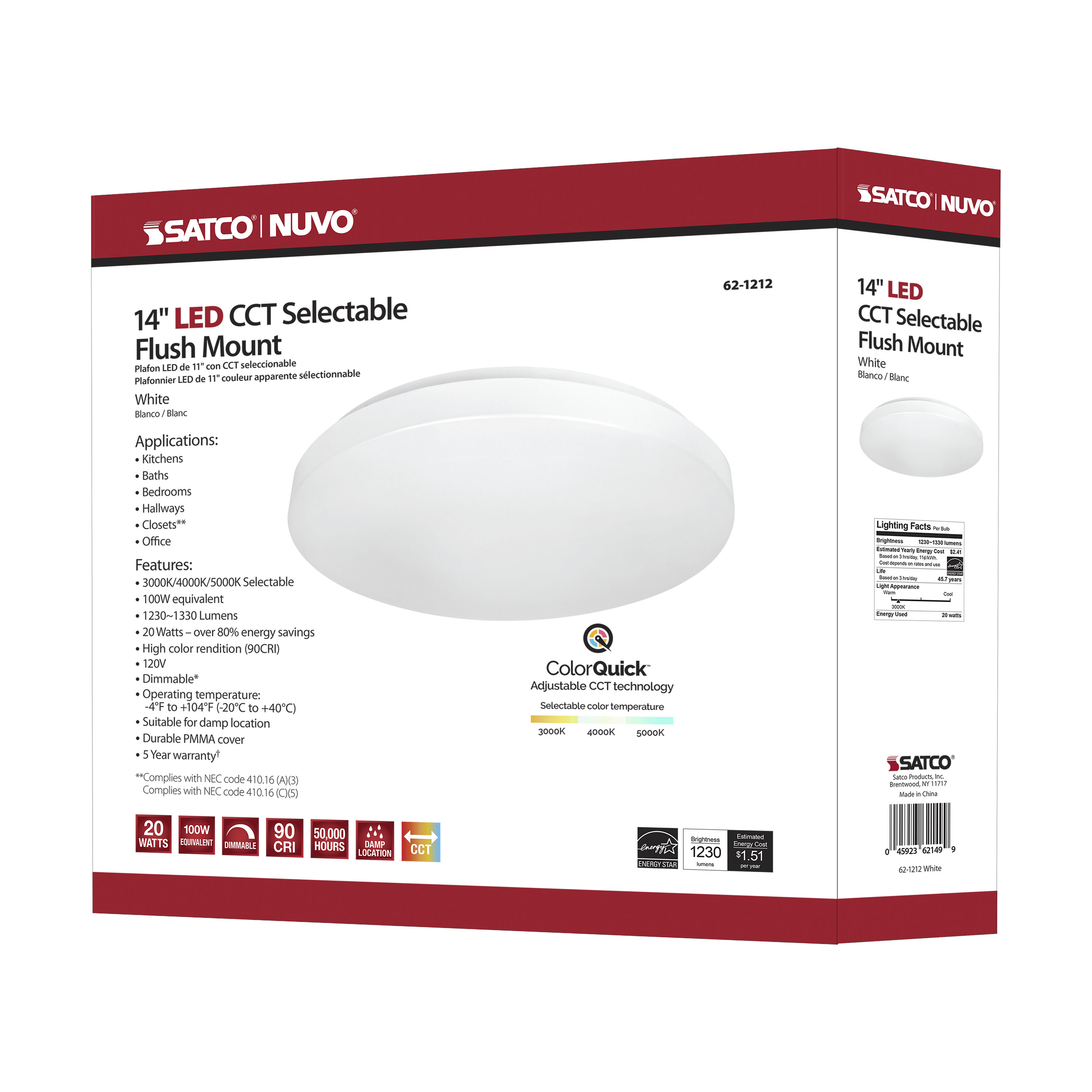14" ACRYLIC LED FLUSH FIXTURE - 62-1212