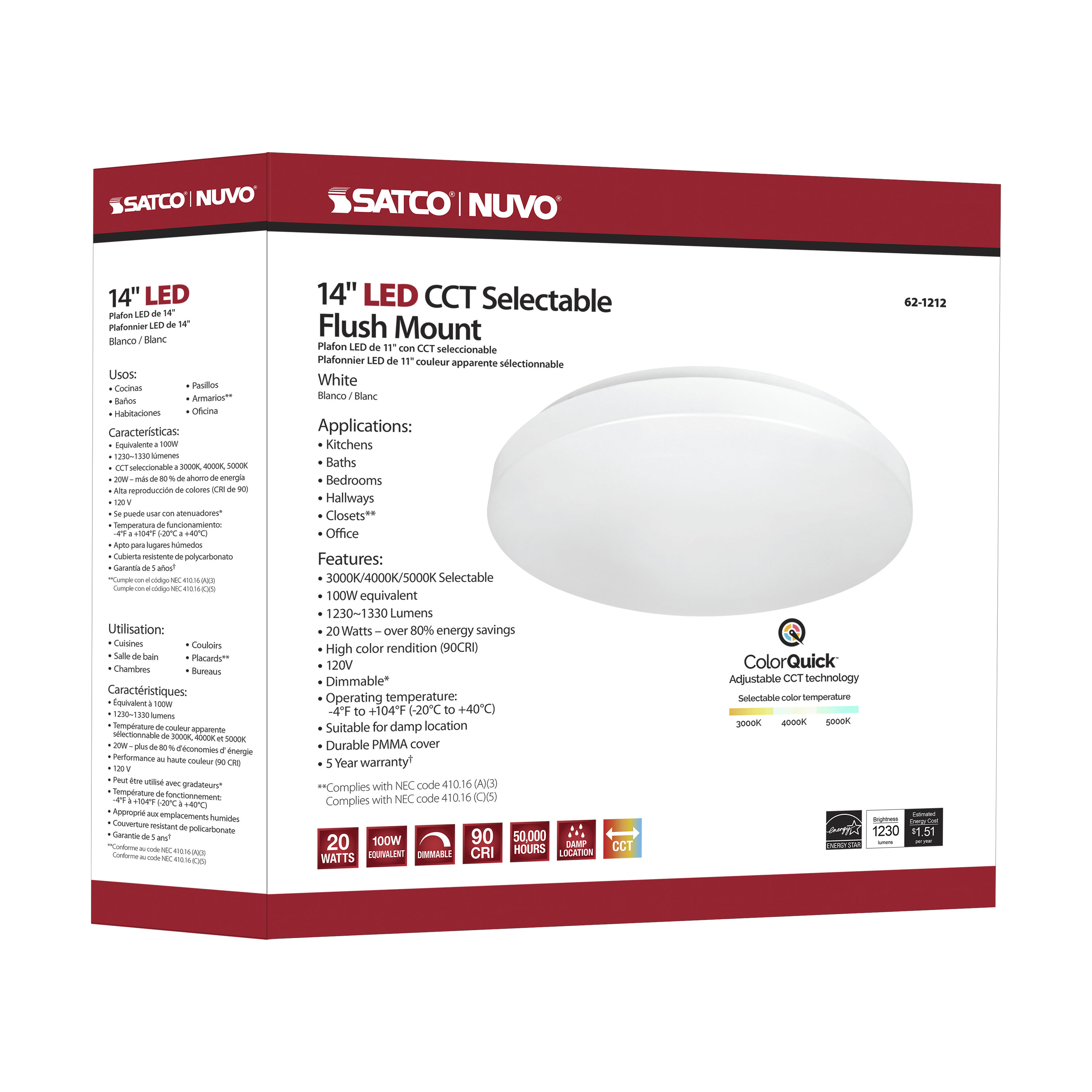 14" ACRYLIC LED FLUSH FIXTURE - 62-1212