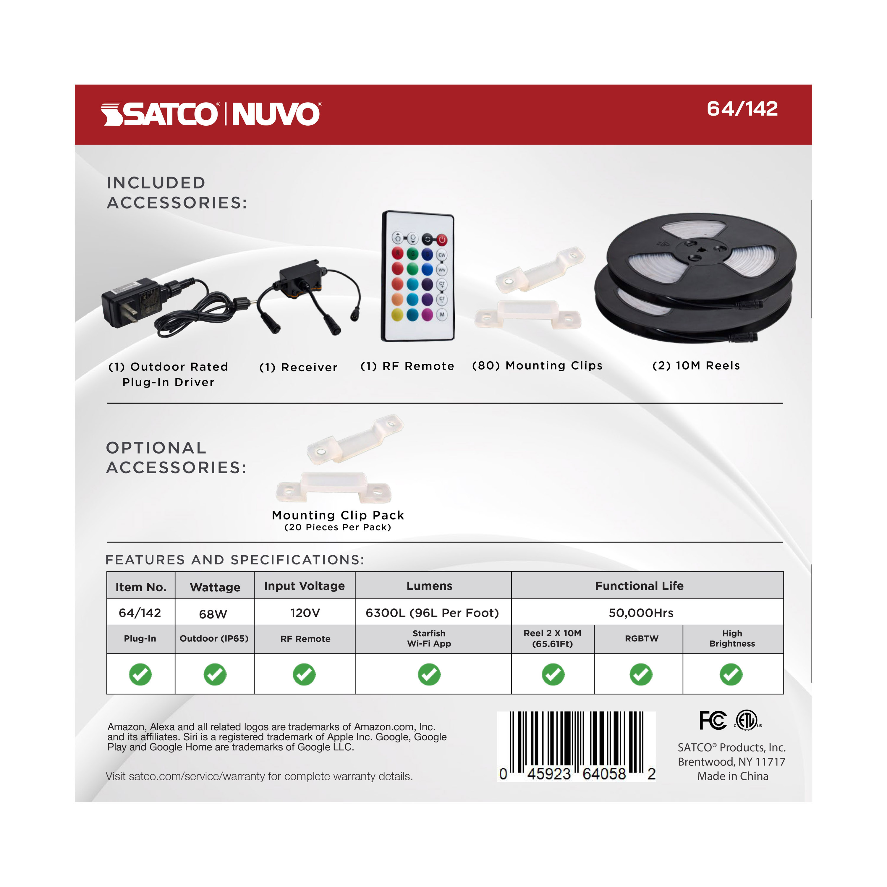 64-142 TAPE/RGBTW-HO/IP65/PLUG/SF/64'