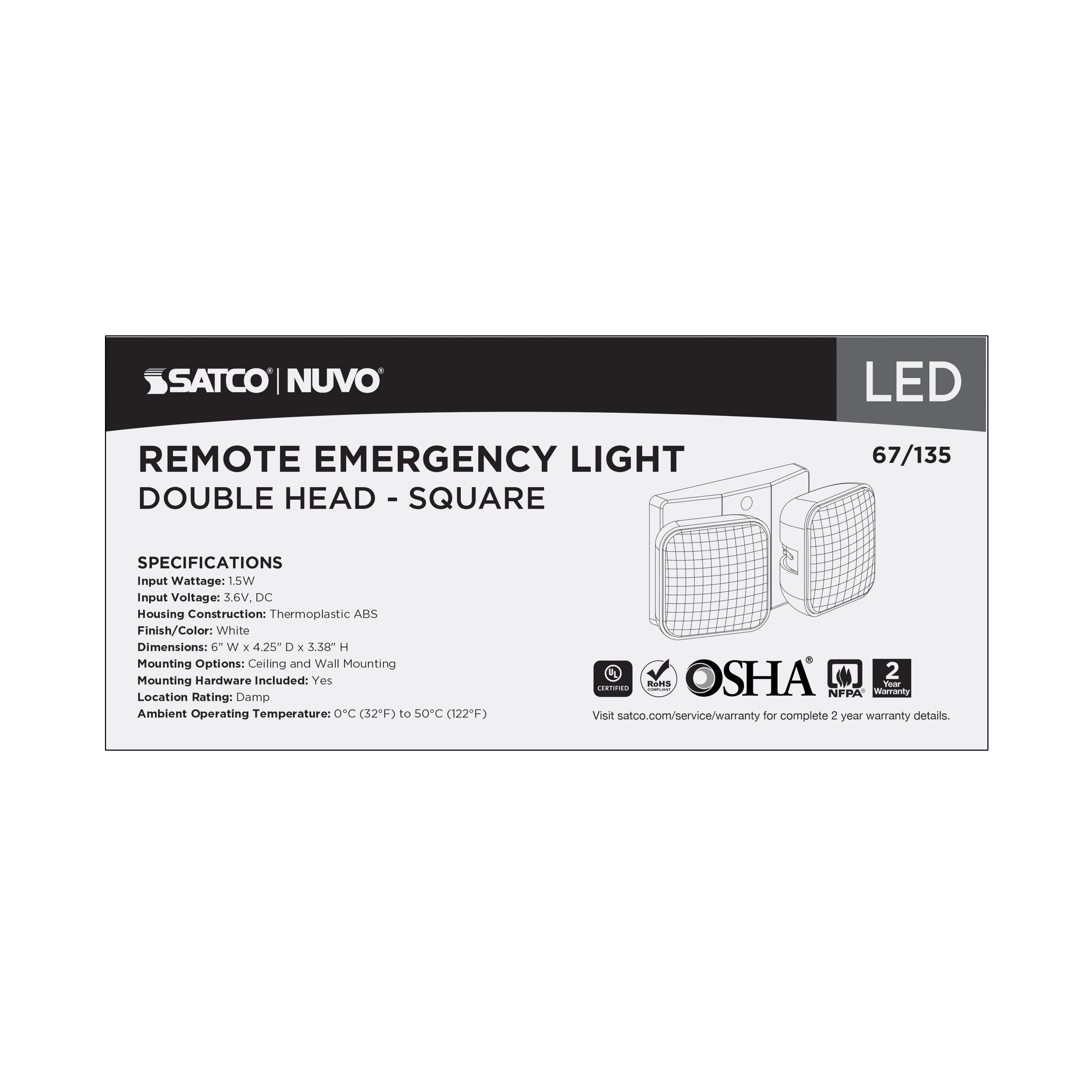 REMOTE EMERG LIGHT DH - 67-135