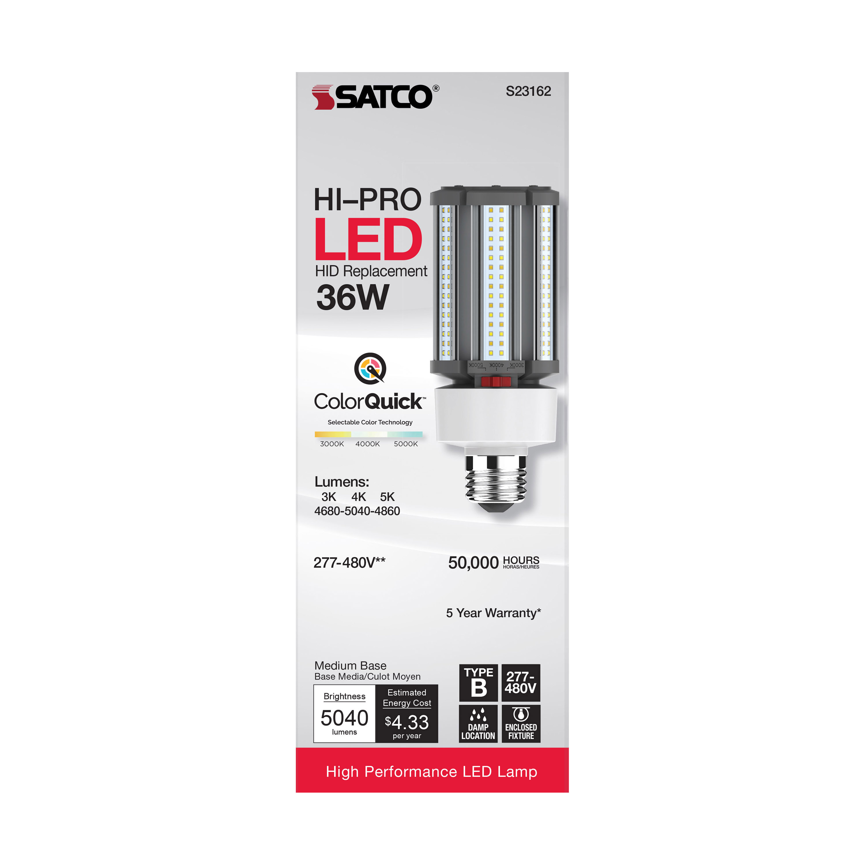 36W/LED/CCT/277-480V/E26 - S23162