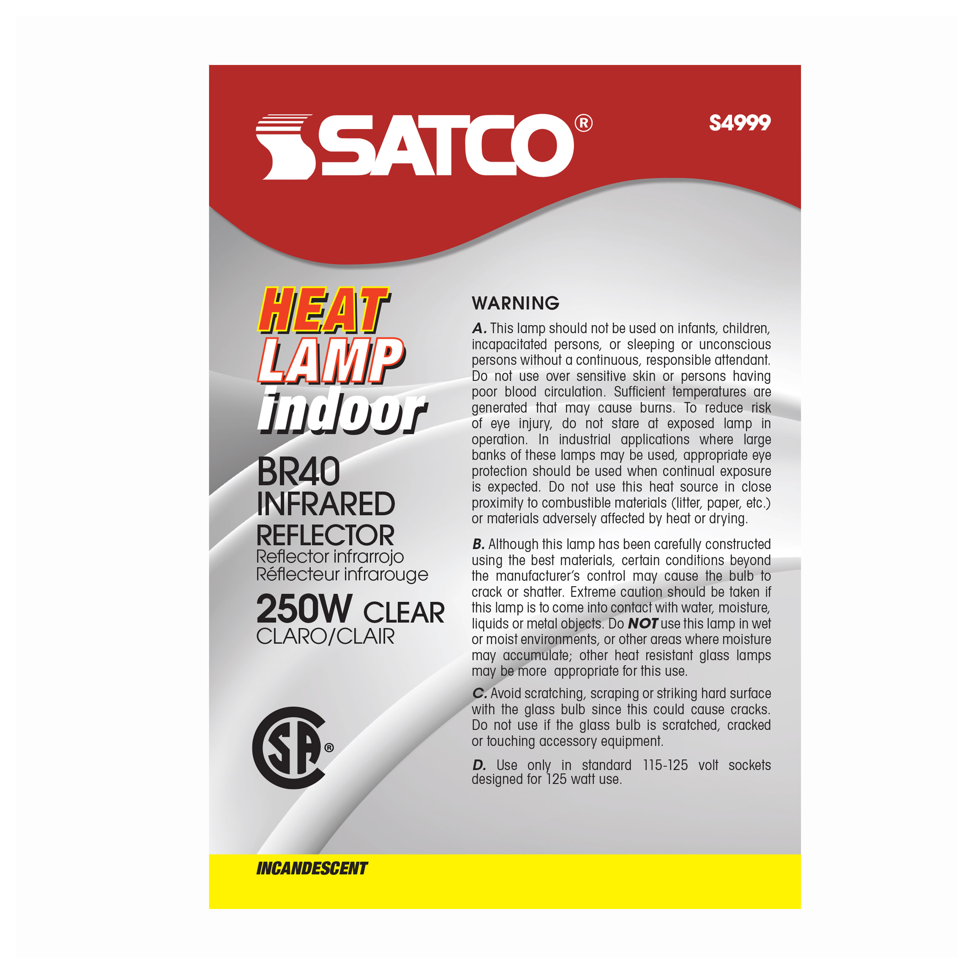 250BR40/1 CLEAR HEAT LAMP - S4999