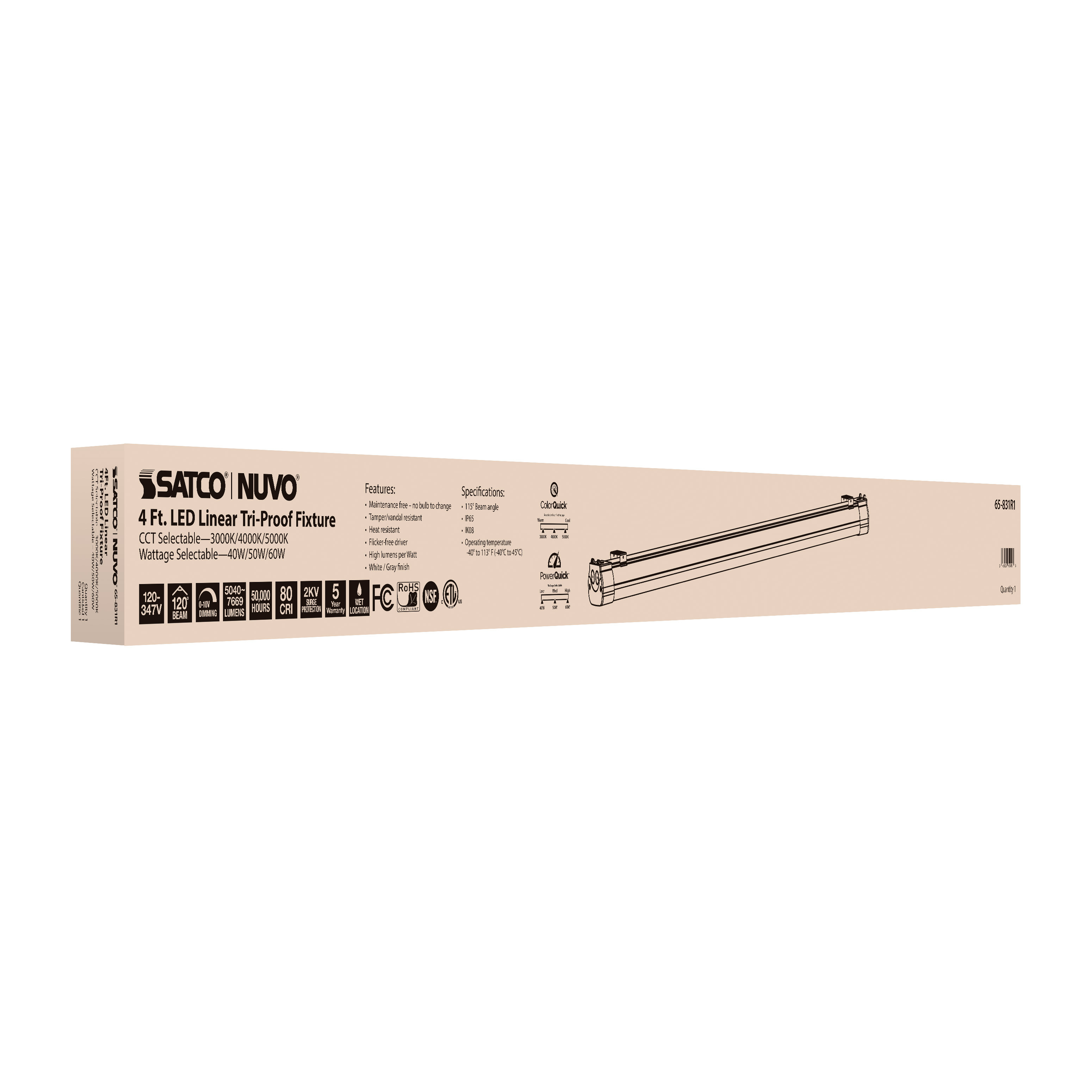 65-831R1 4' LED TRI-PROOF LINEAR