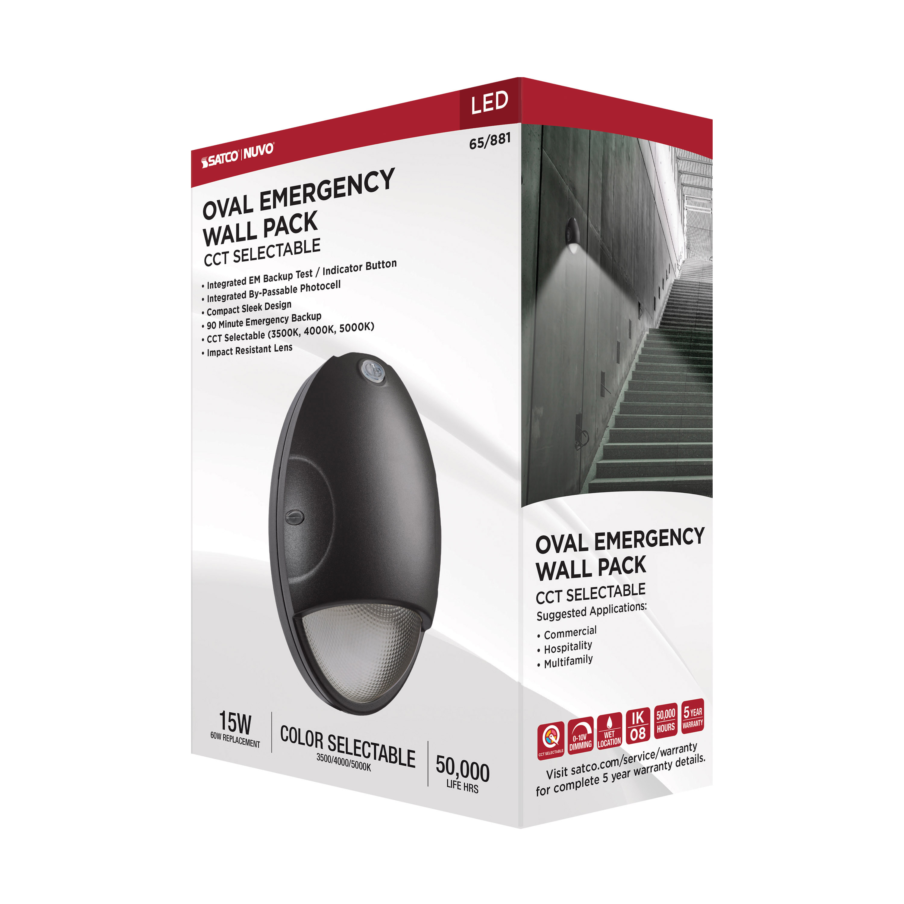 65-881 LED SMALL EM WALL PACK BLACK