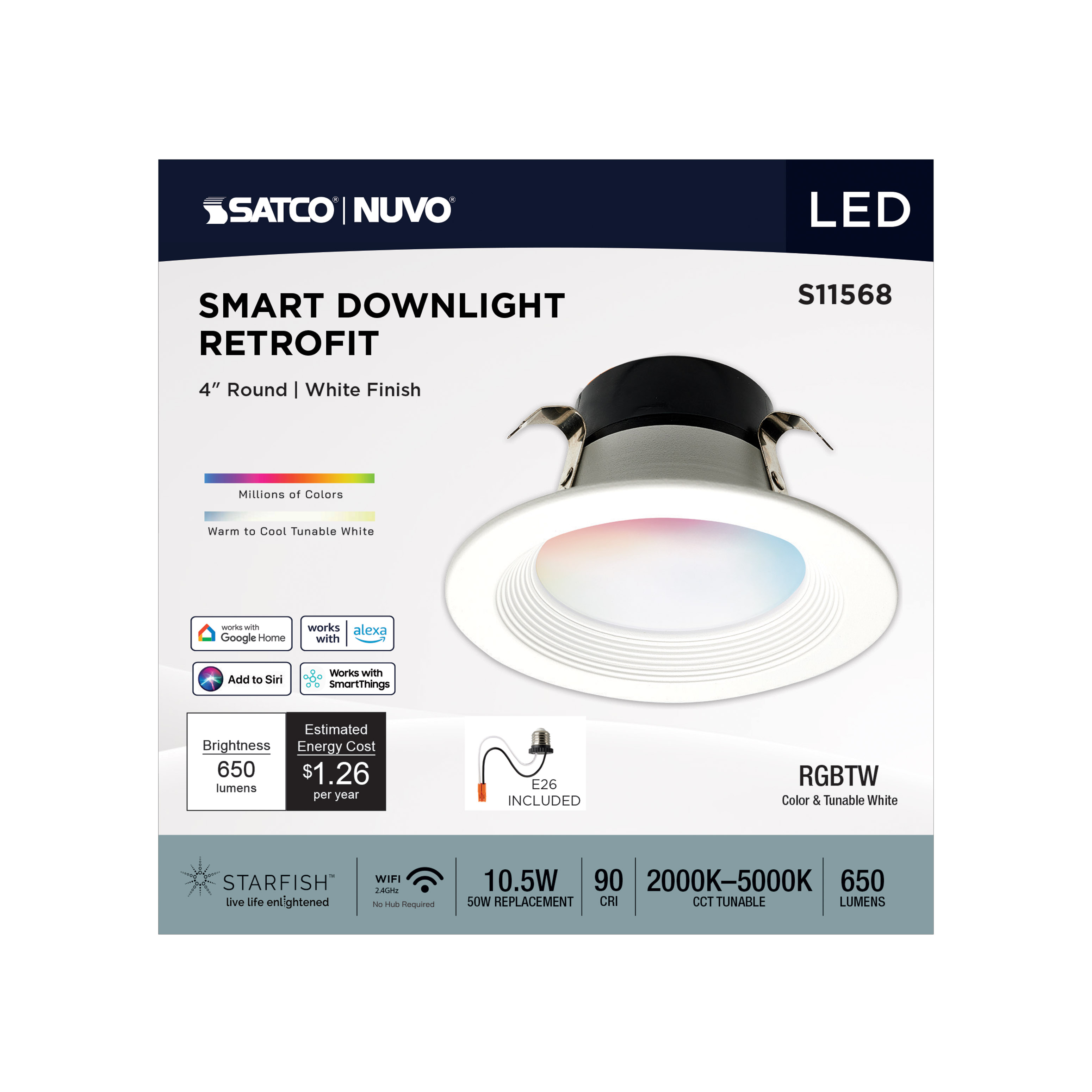 S11568 10.5WLED/RDL/4/RGBTW/RND/WH