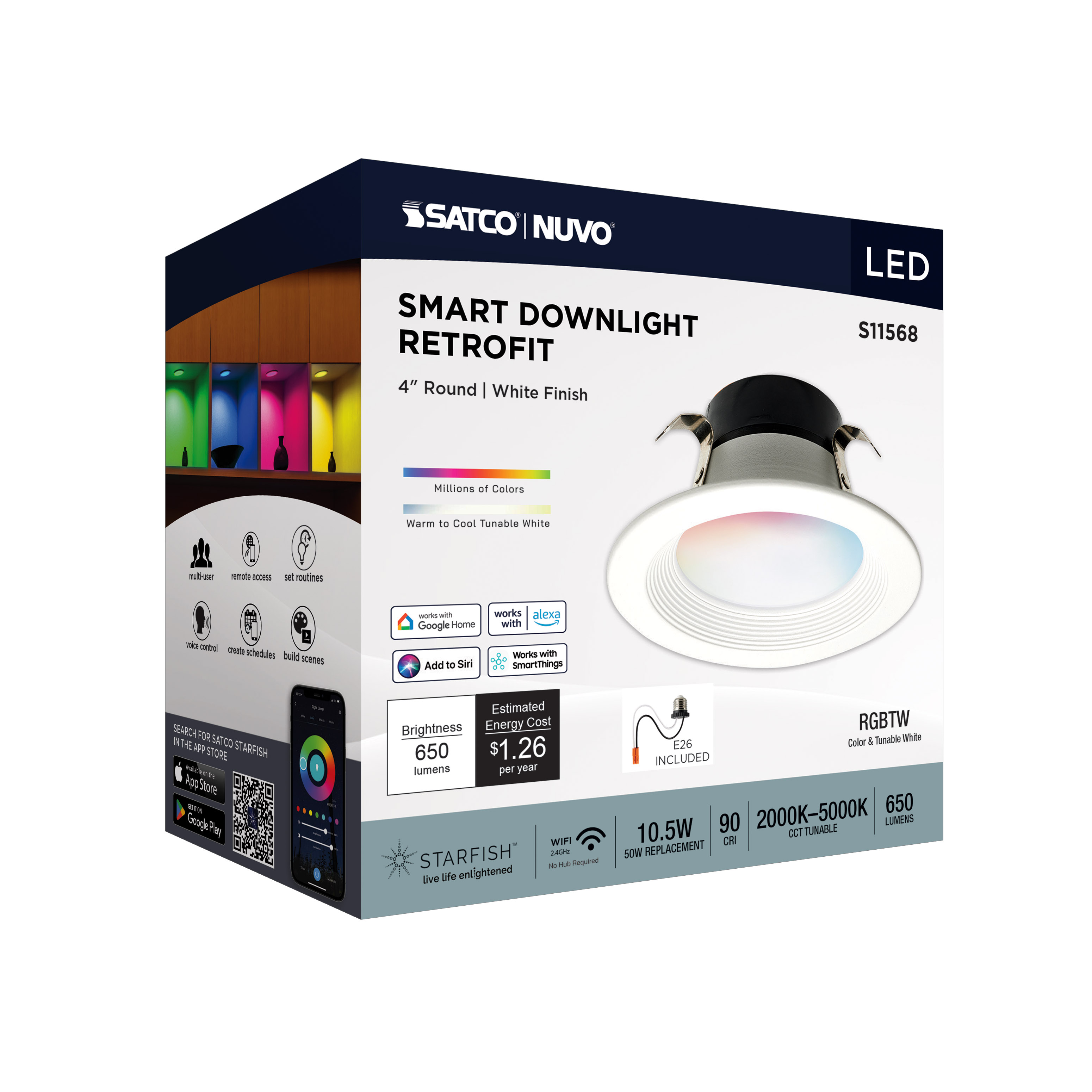 S11568 10.5WLED/RDL/4/RGBTW/RND/WH