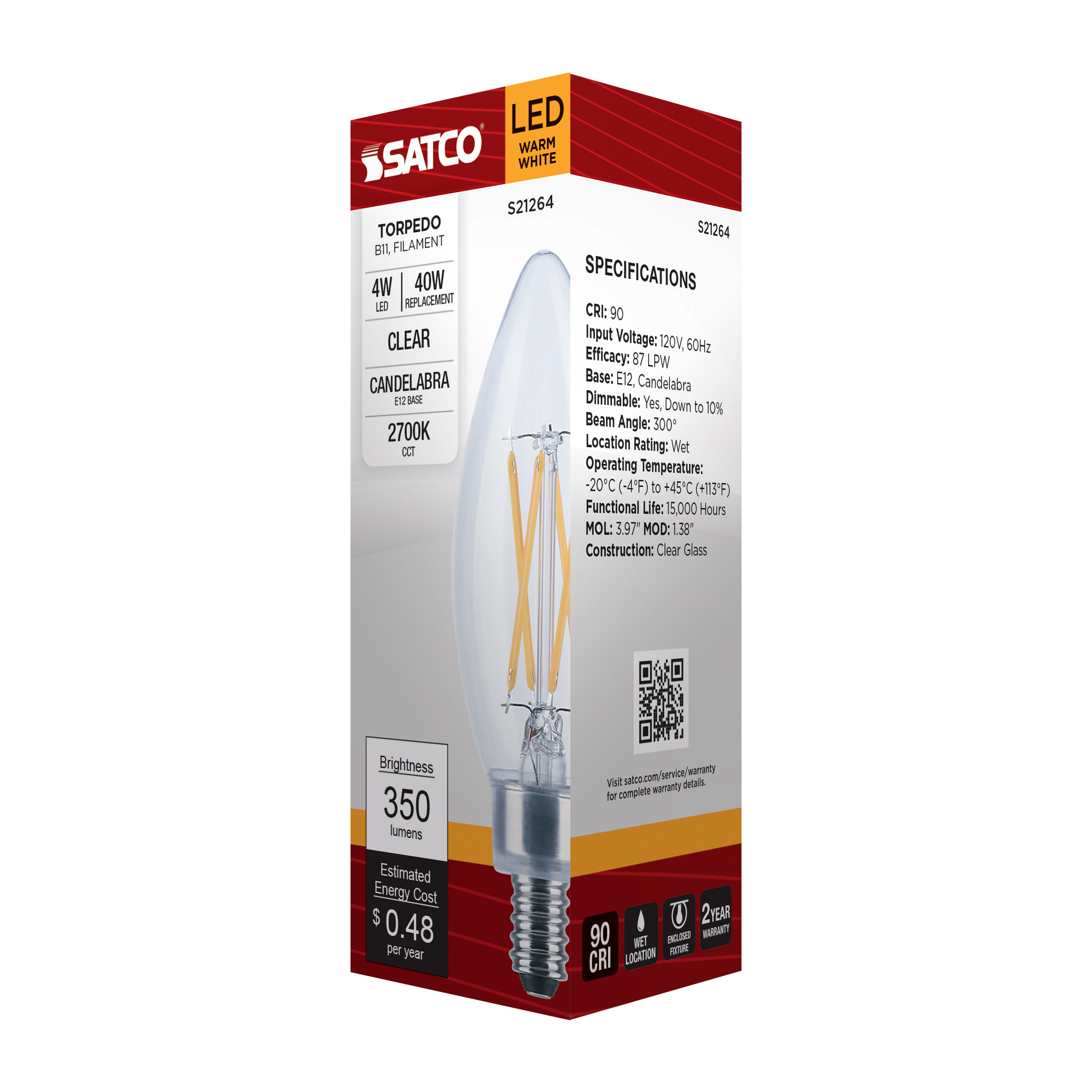S21264 4B11/LED/927/CL/120V/E12