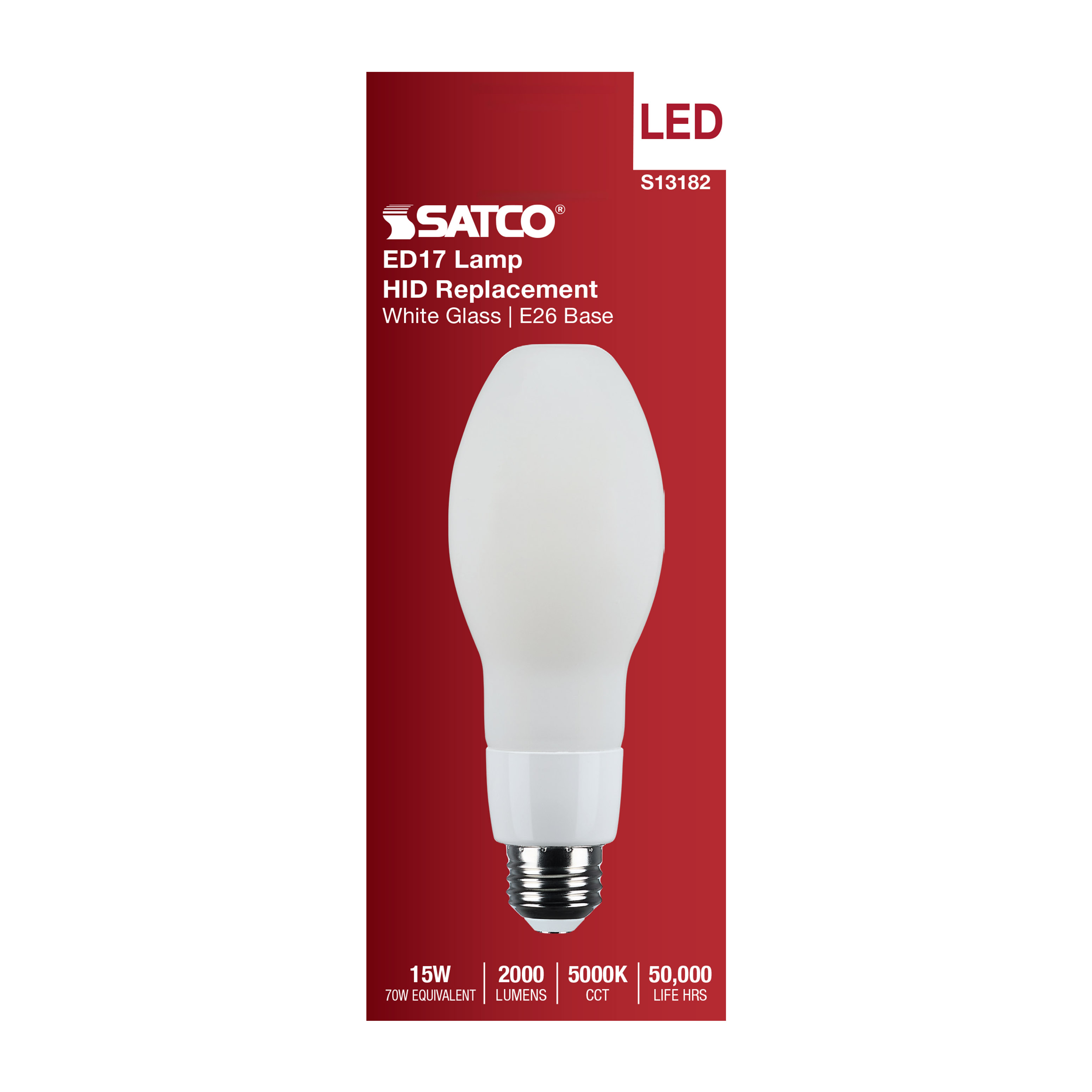 S13182 15W/LED/HID/ED17/850/E26/WH