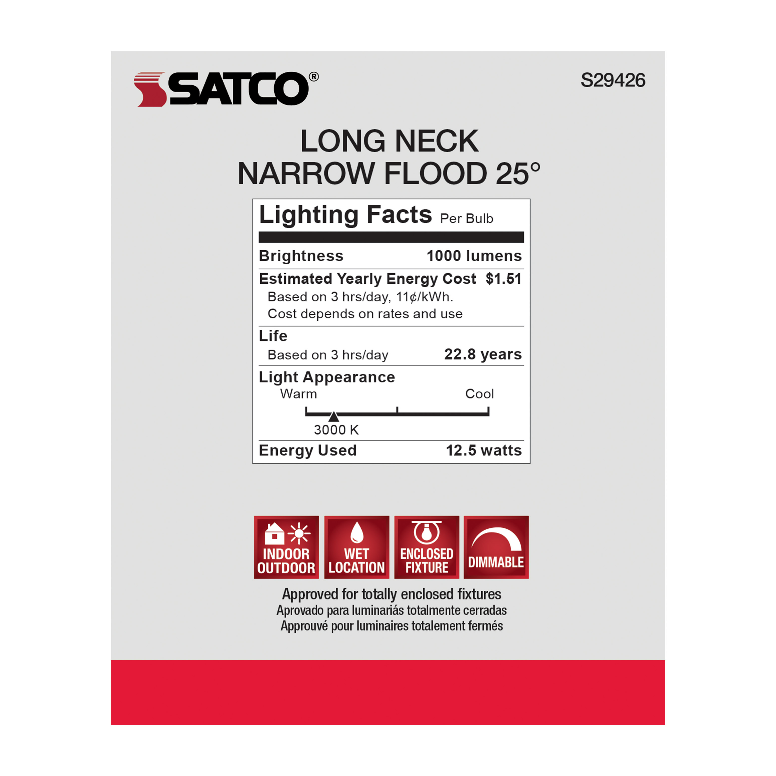S29426 12.5PAR30/LN/LED/25'/930/120V