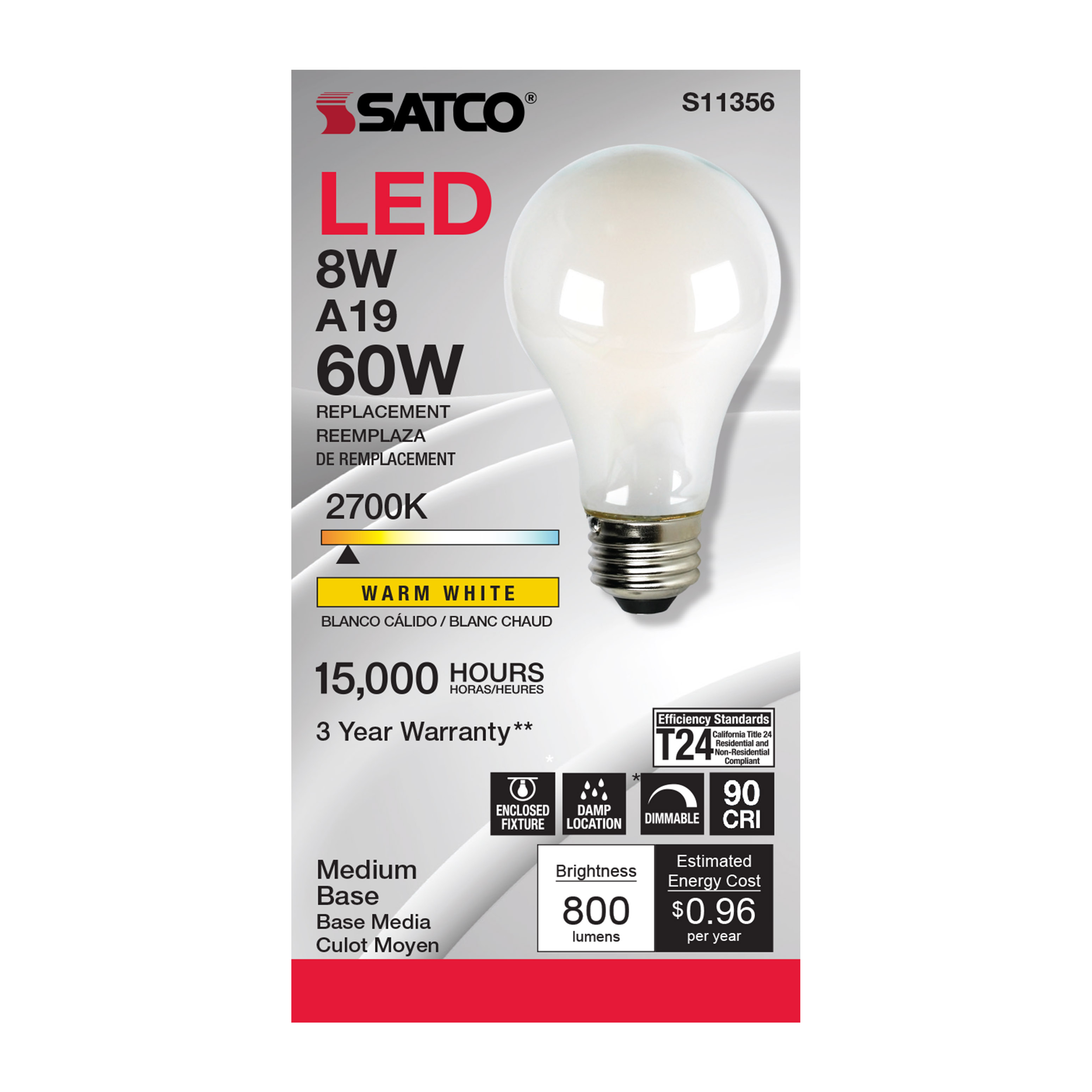 S11356 8A19/LED/927/SW/120V