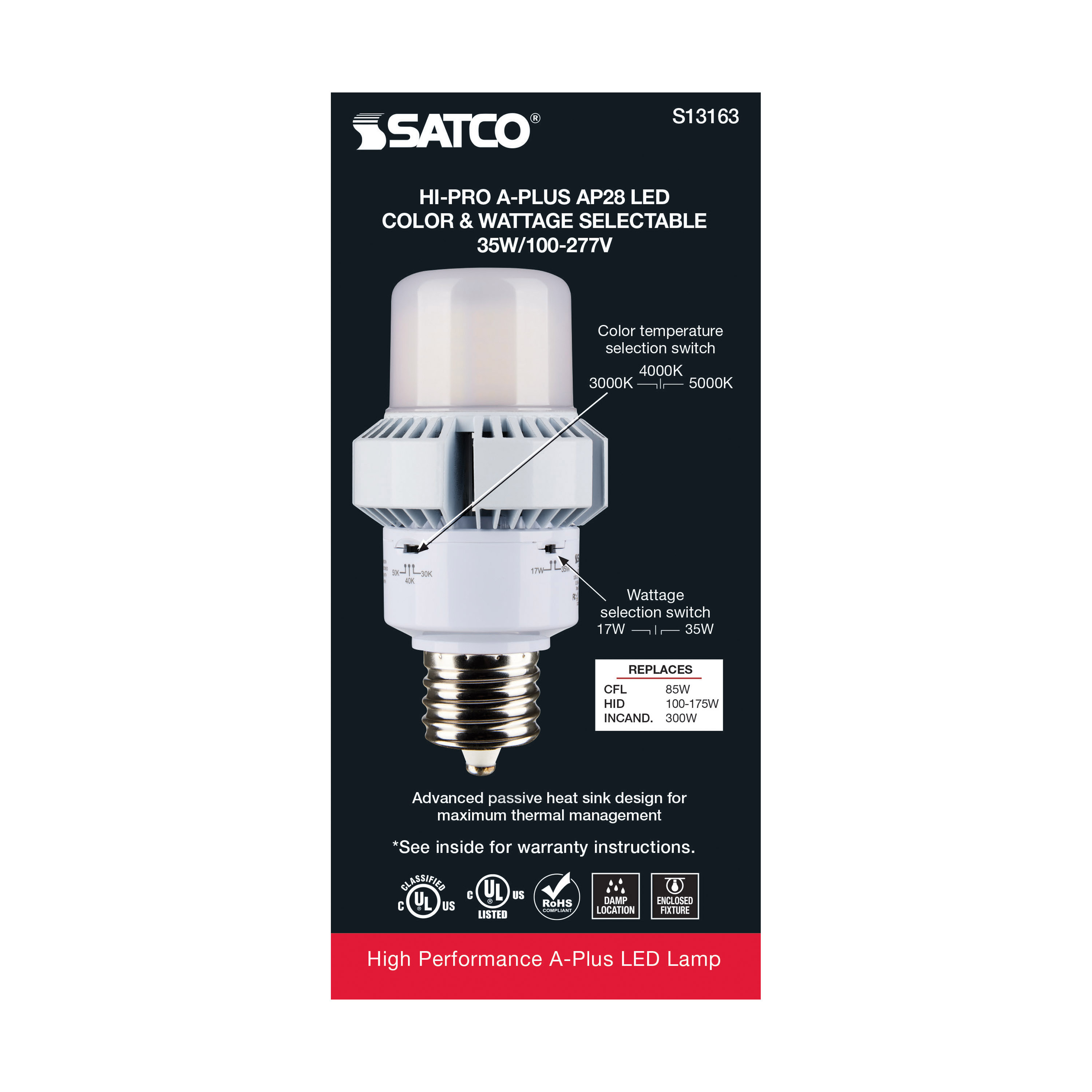 S13163 35W/AP28/LED/CCT/100-277V/EX39