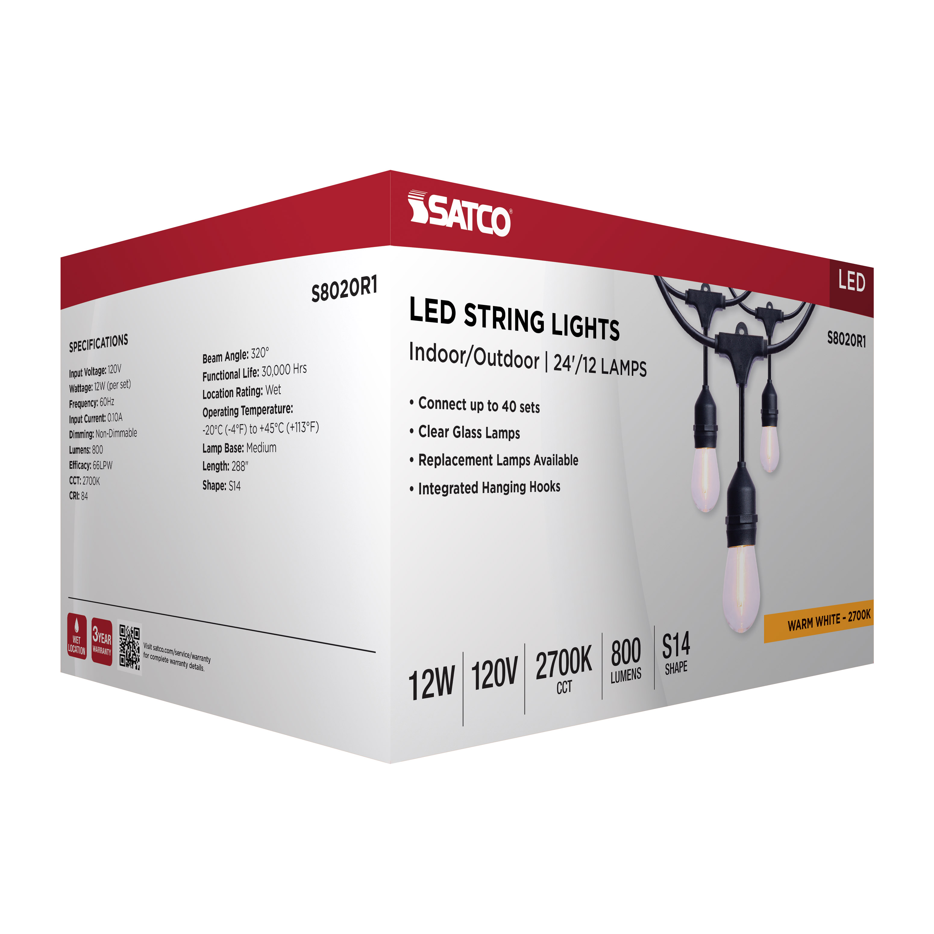 S8020R1 24FT/LED/SL/S14/27K/120V