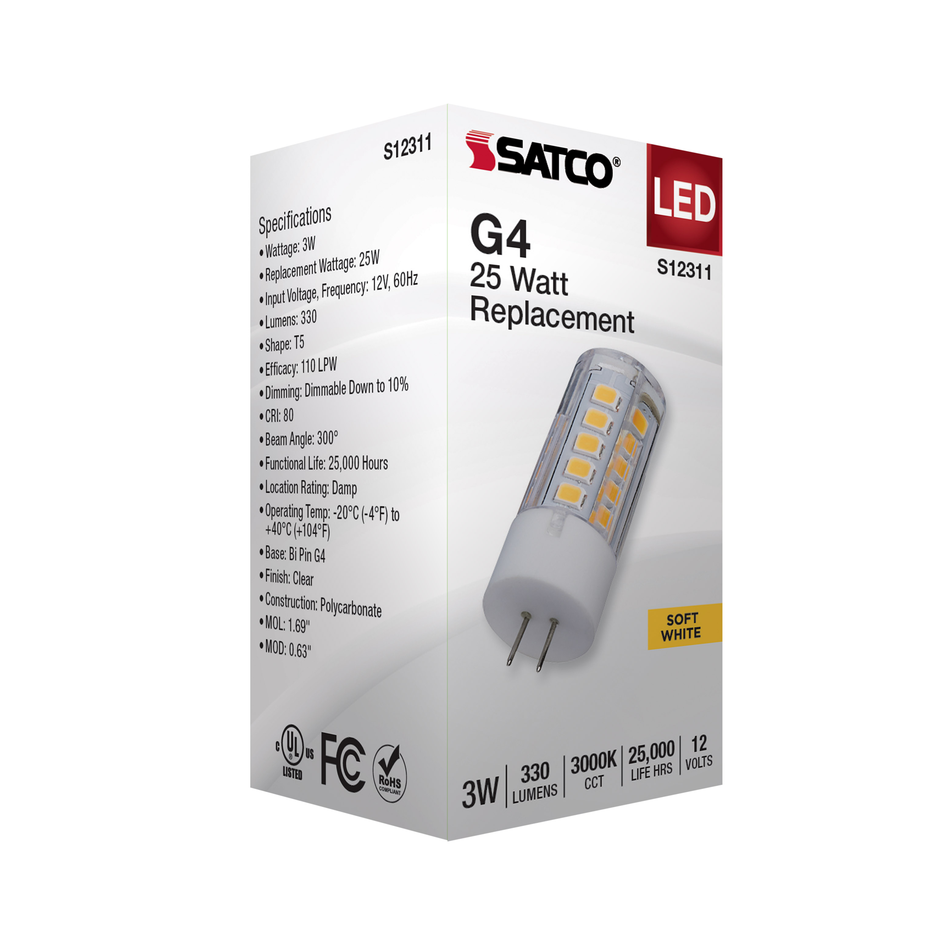 S12311 3W/LED/G4/CL/830/12V