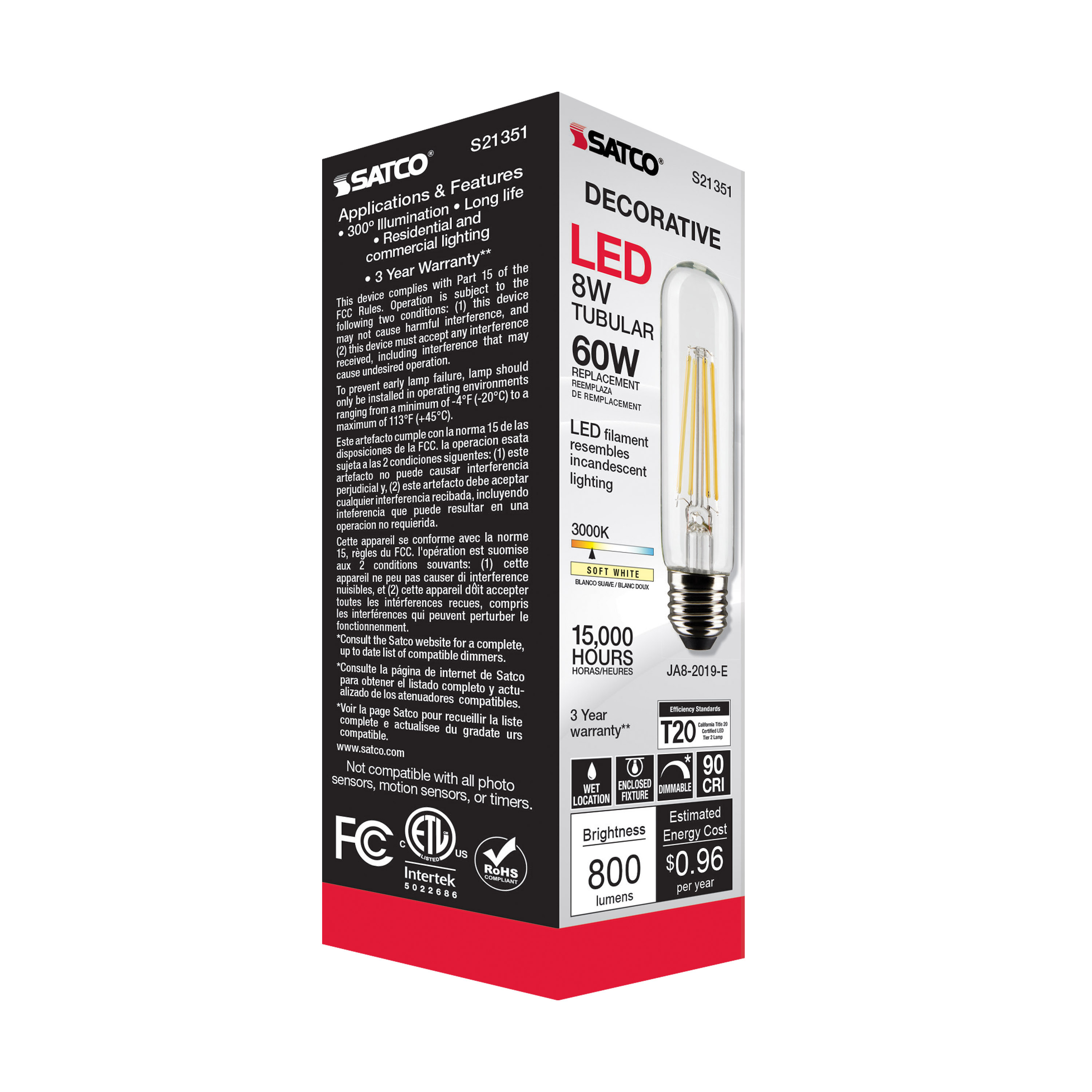 S21351 8T10/LED/CL/930/120V/E26