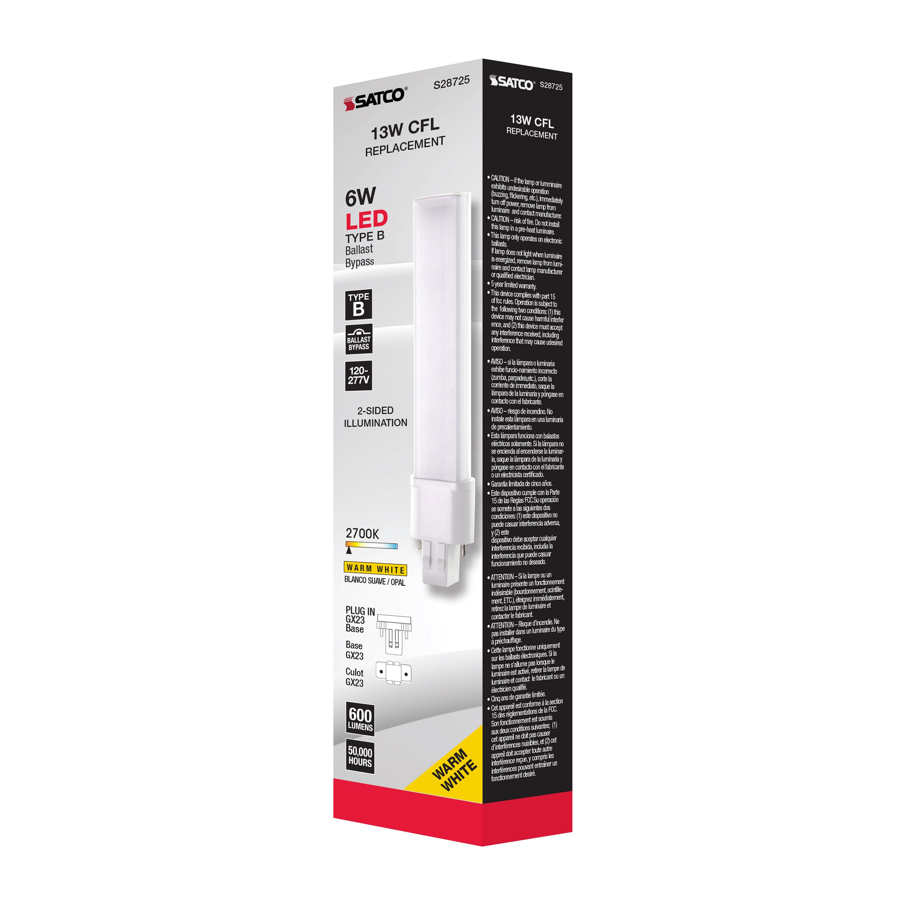 6W/LED/CFL/827/GX23/BP/G2 - S28725