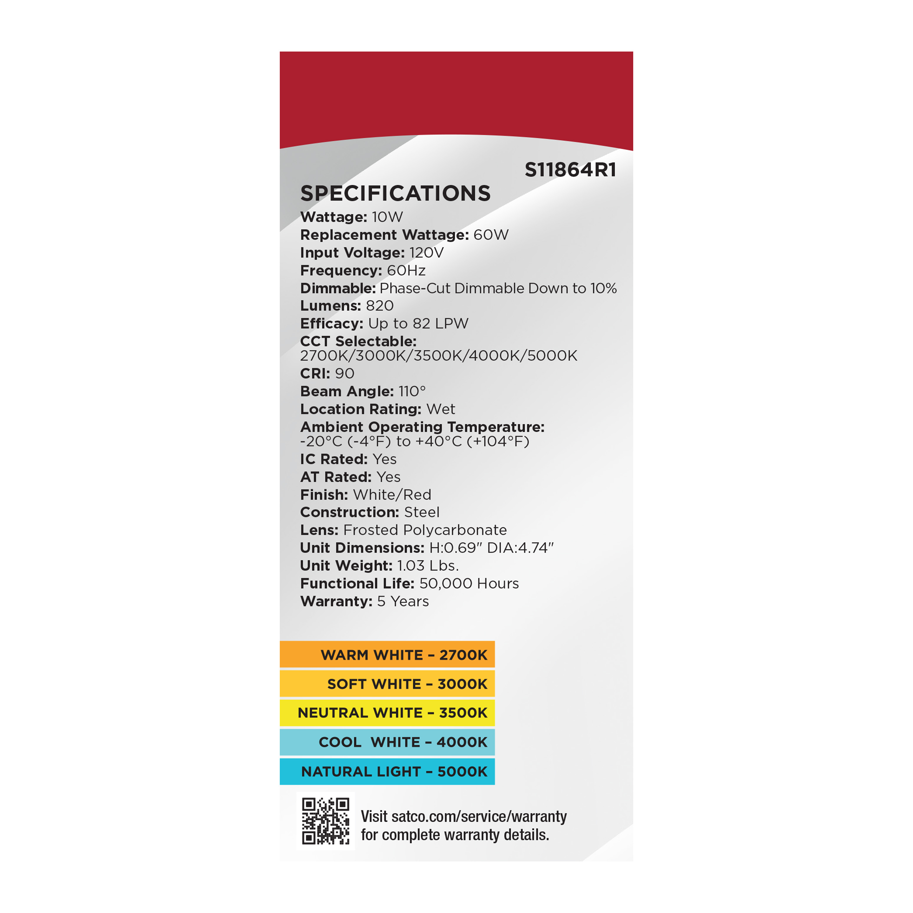 10WLED/4/FR/CCT/SLF/RD/FL/RND - S11864R1