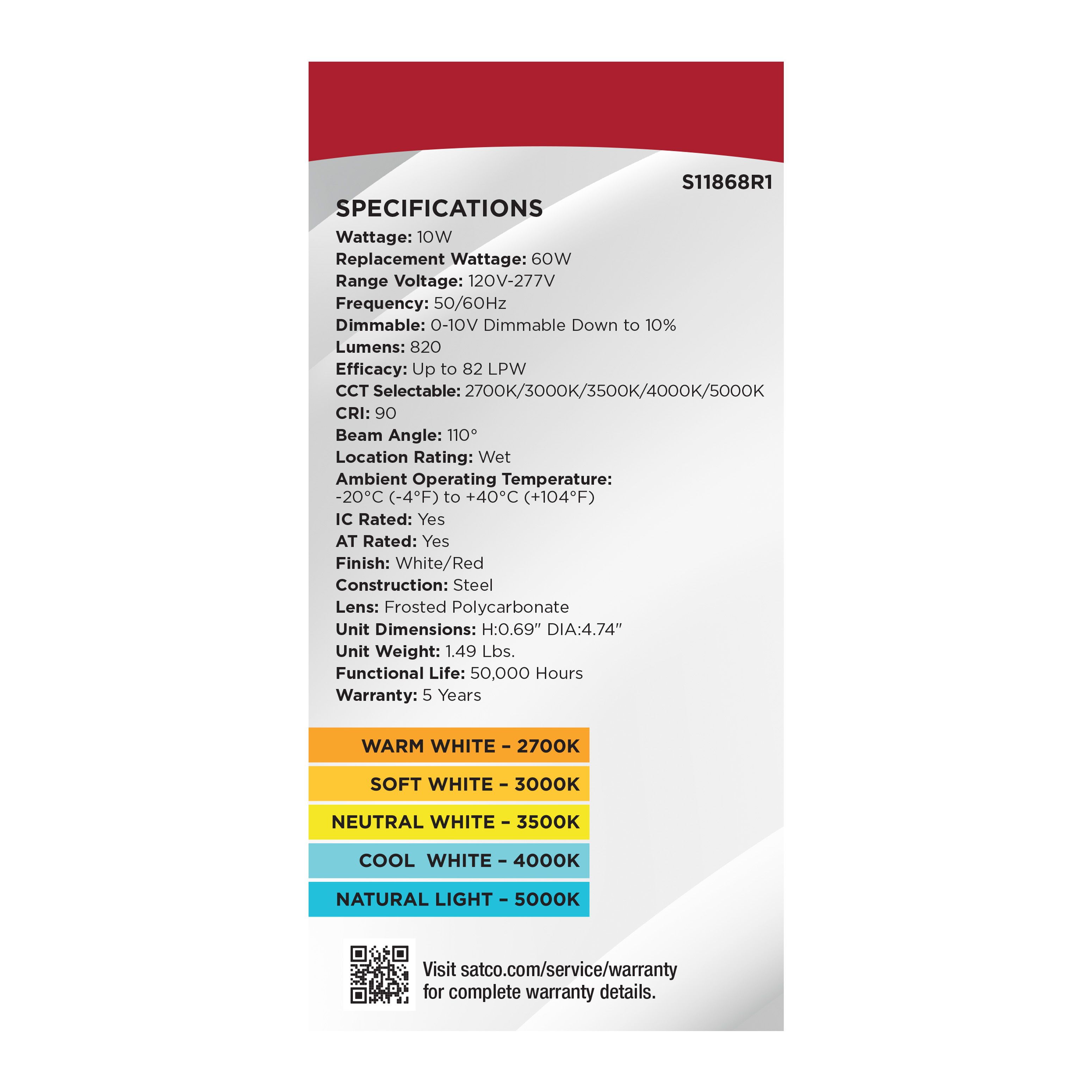 10WLED/4/CFR/CCT/SLF/RD/FL/RND - S11868R1