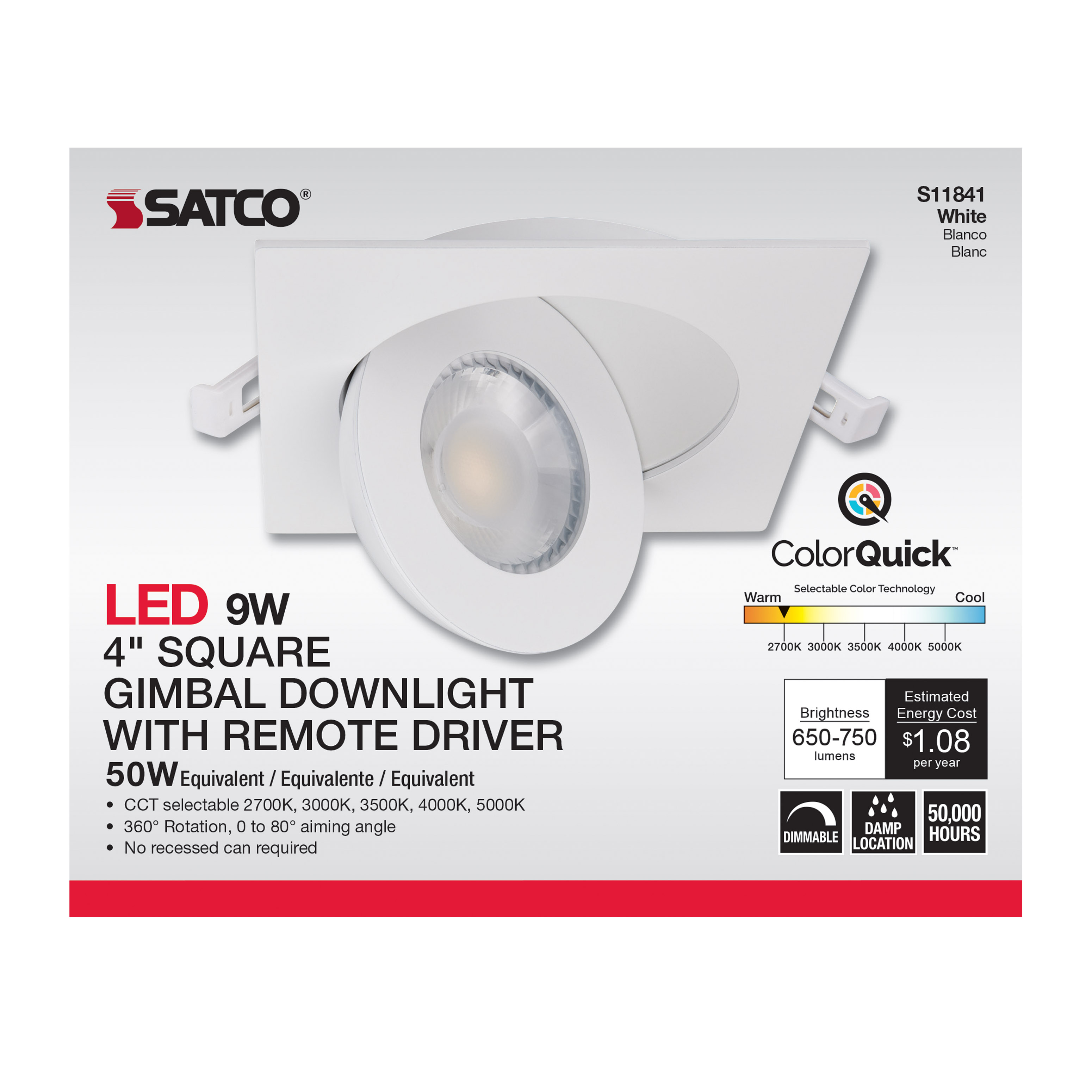 9WLED/GBL/4/CCT/SQ/WH - S11841