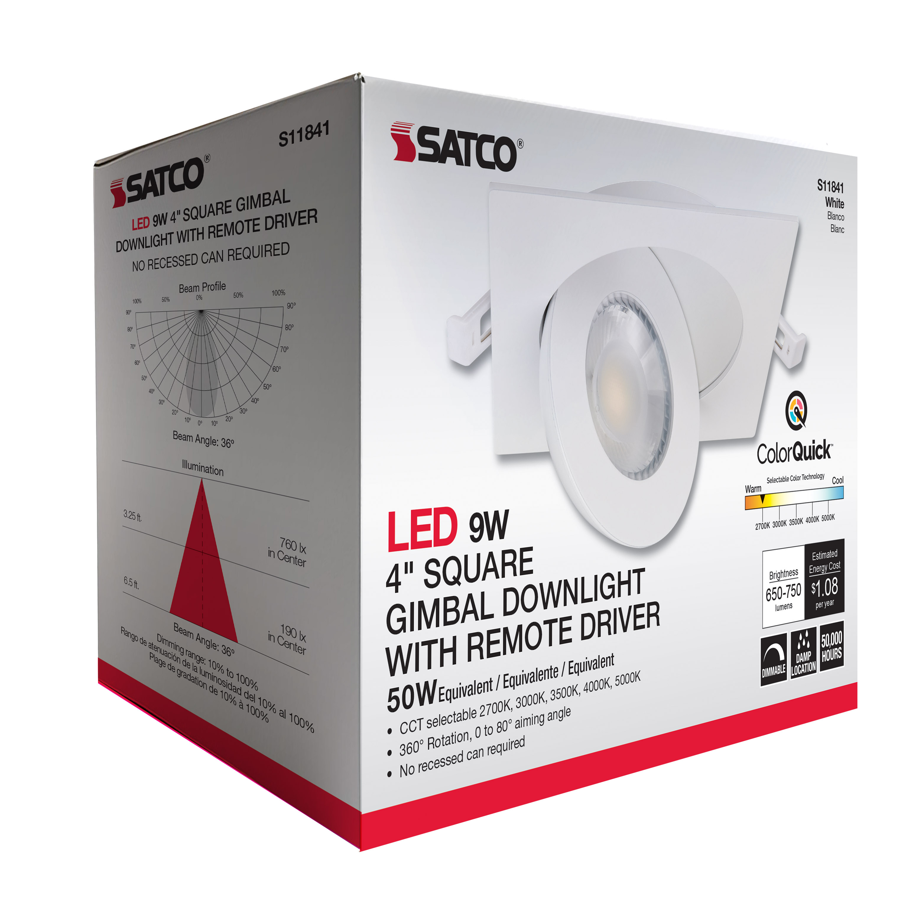 9WLED/GBL/4/CCT/SQ/WH - S11841