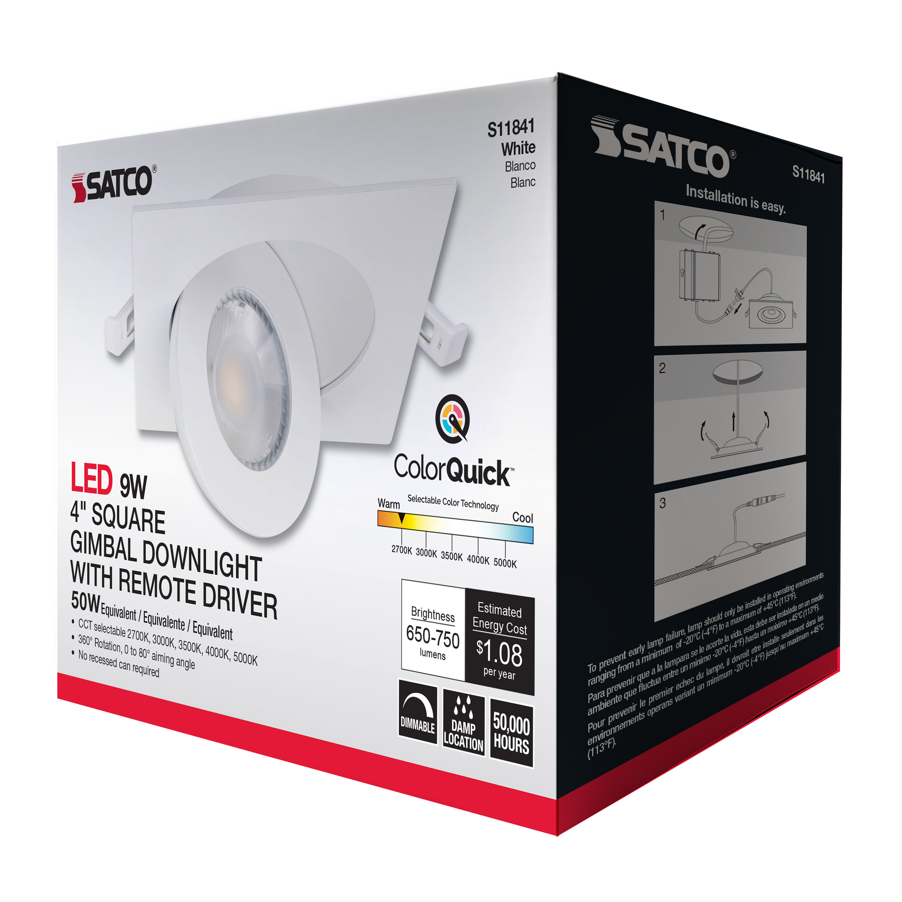 9WLED/GBL/4/CCT/SQ/WH - S11841