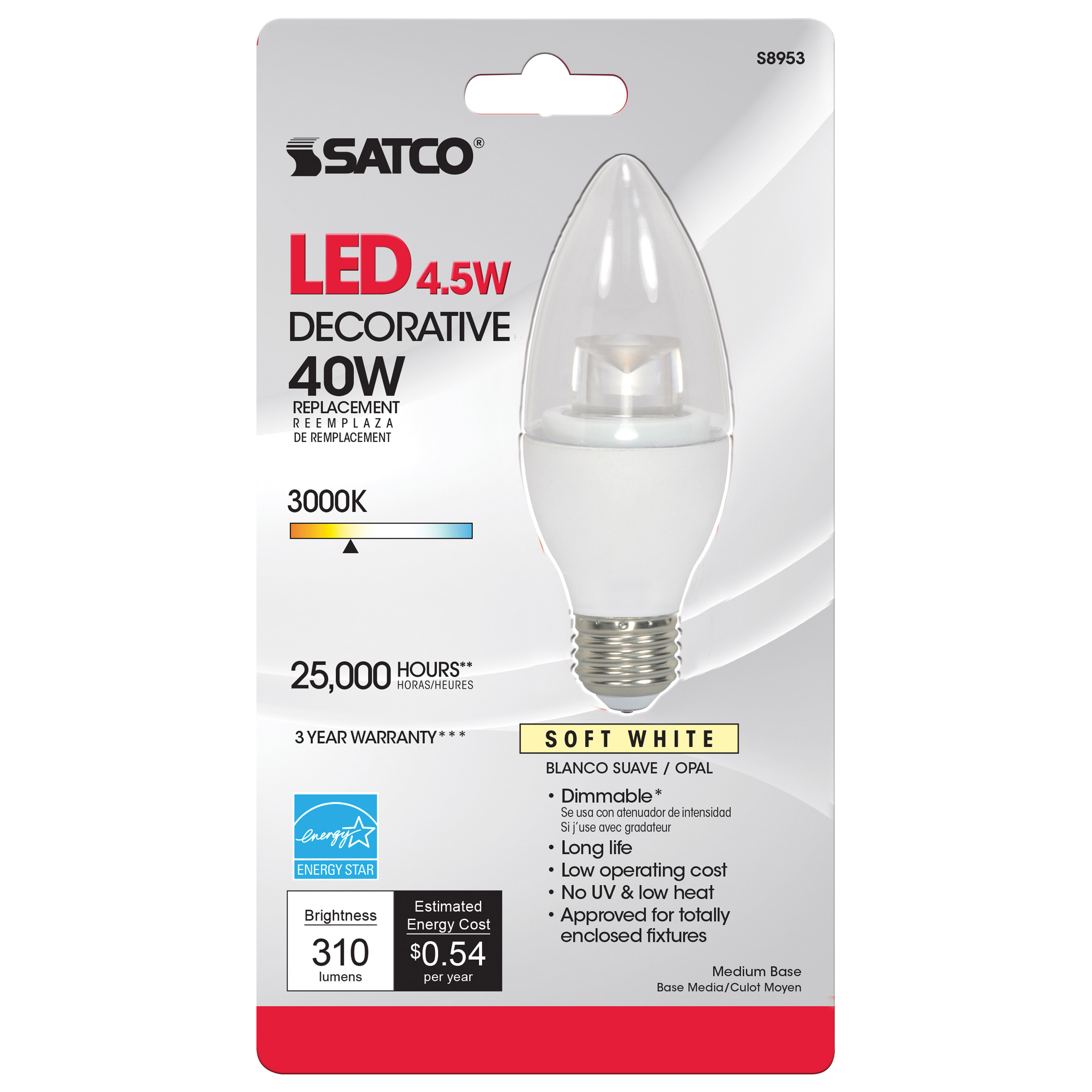 4.5ETC/LED/3000K/E26/120V - S8953