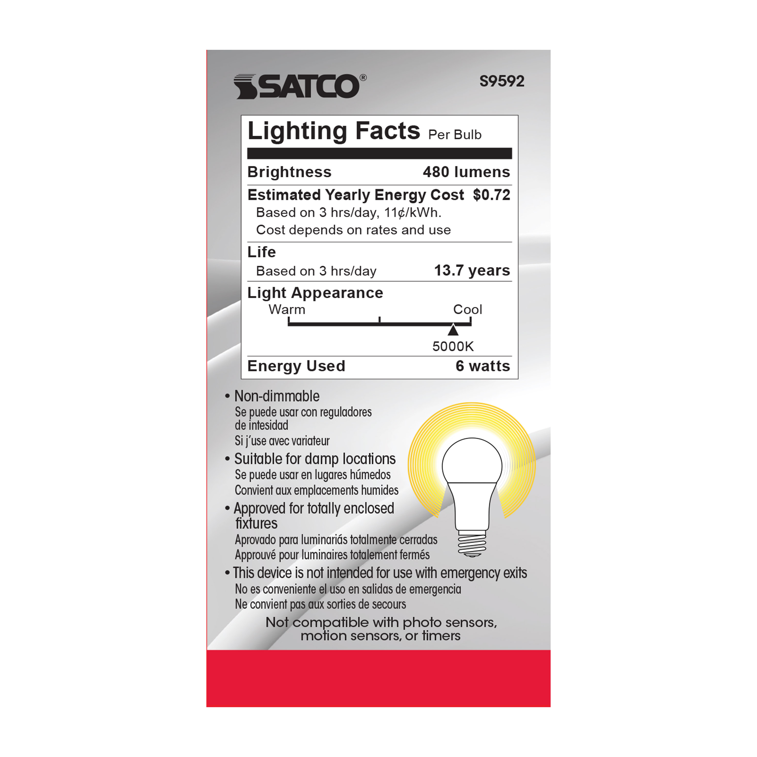 6A19/LED/5000K/ND/120V - S9592