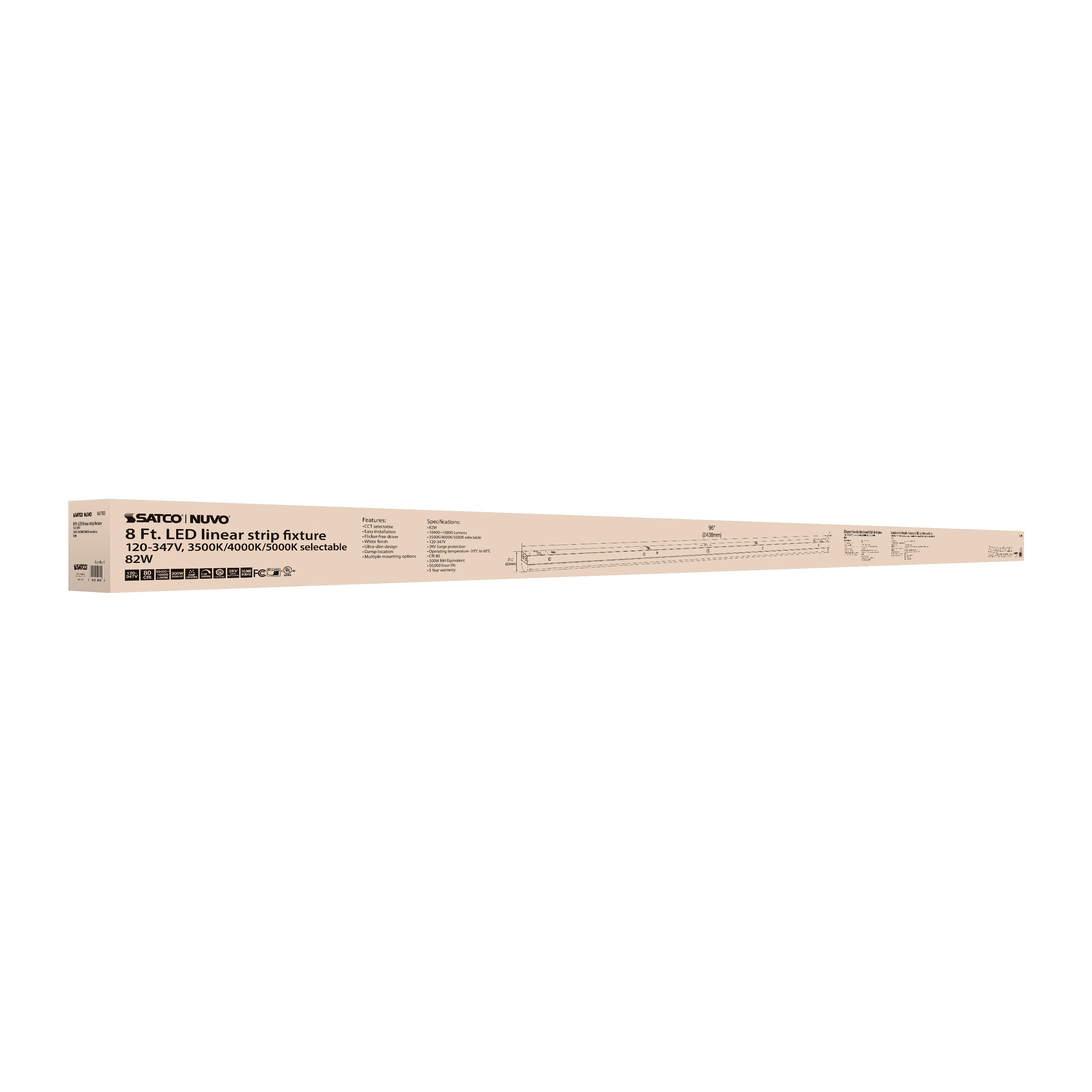 8'LINEAR STRIP WHITE FINISH - 65-703