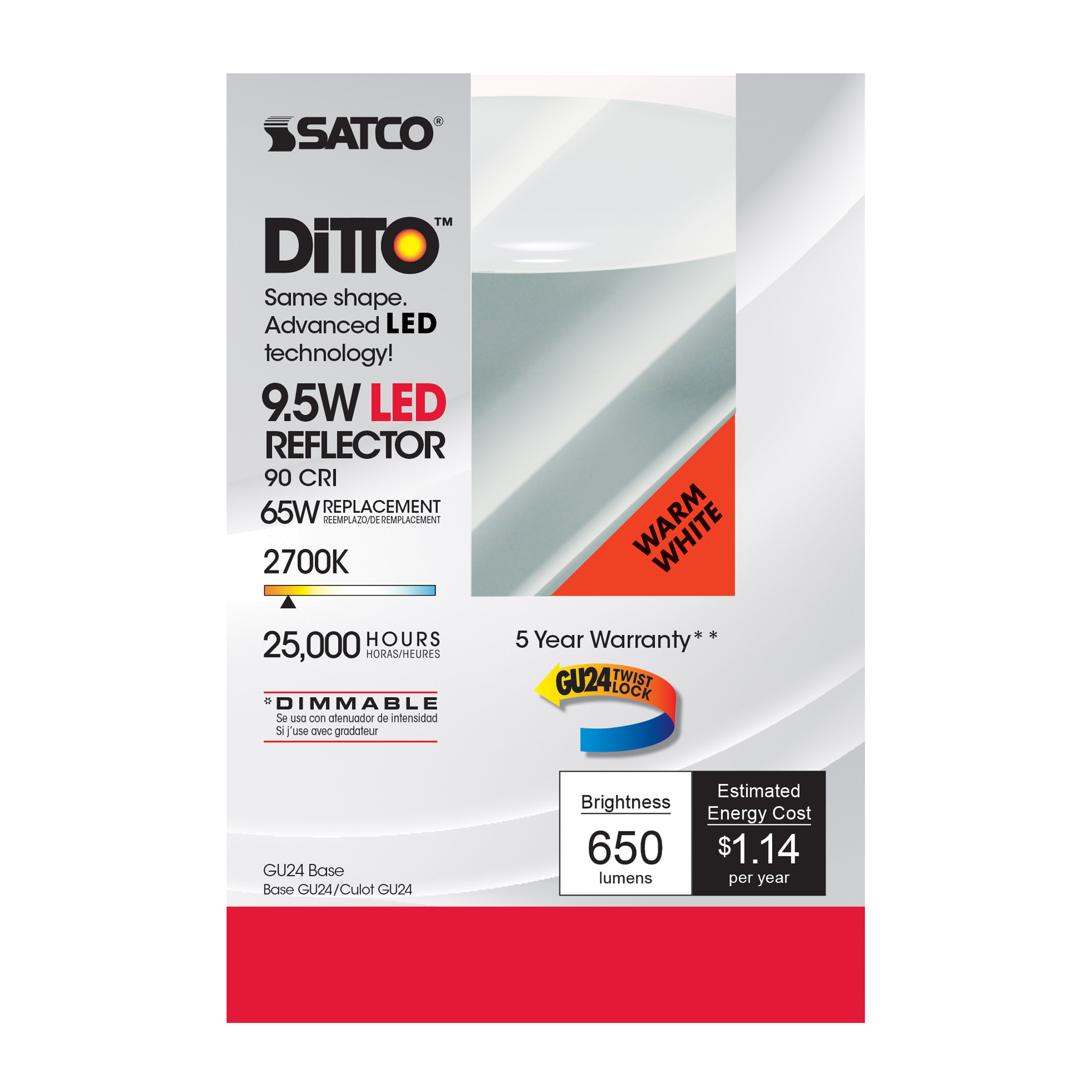9.5BR30/LED/27K/GU24/650L/120V - S9626