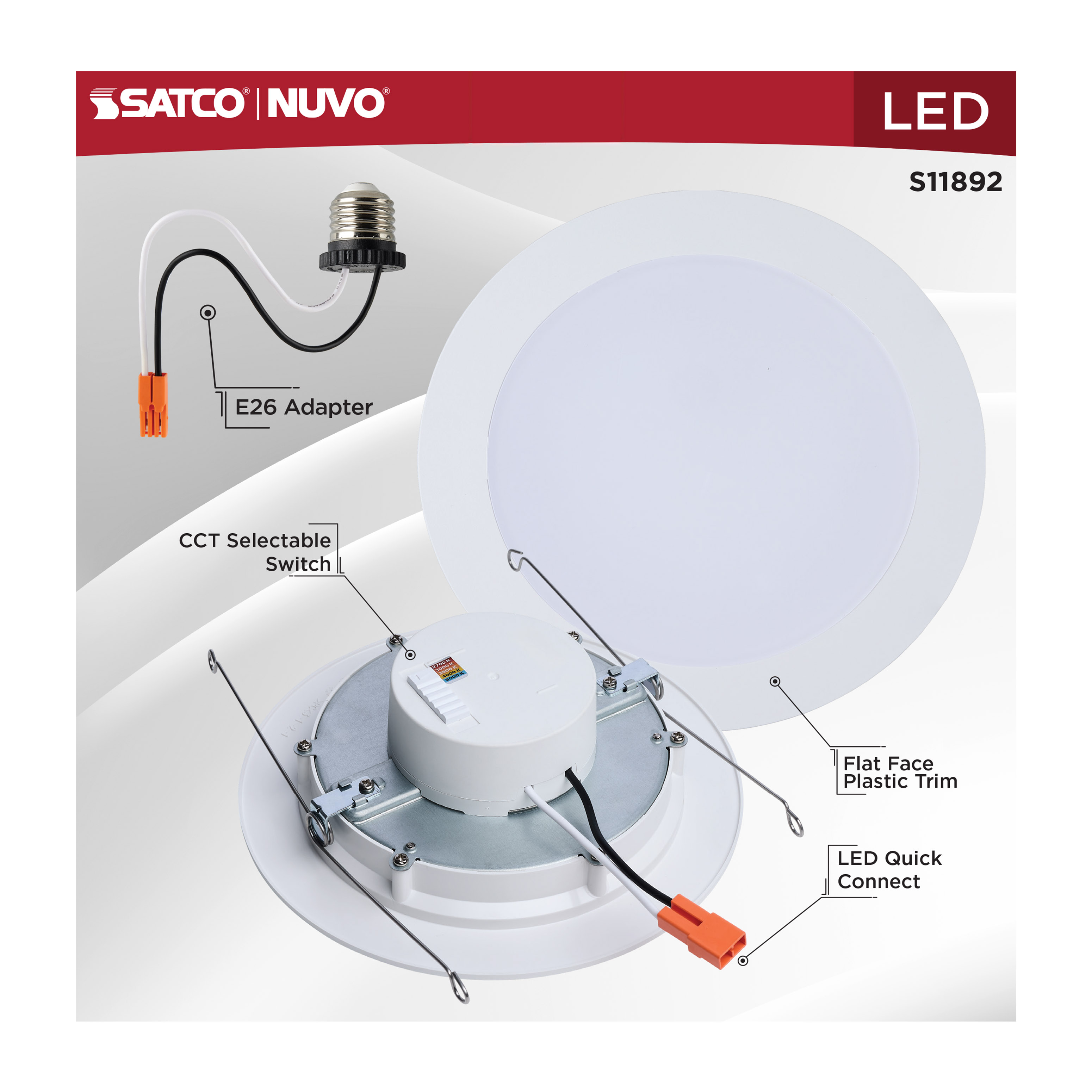 10WLED/DLR/6/CCT-SEL/WF/RND/WH - S11892