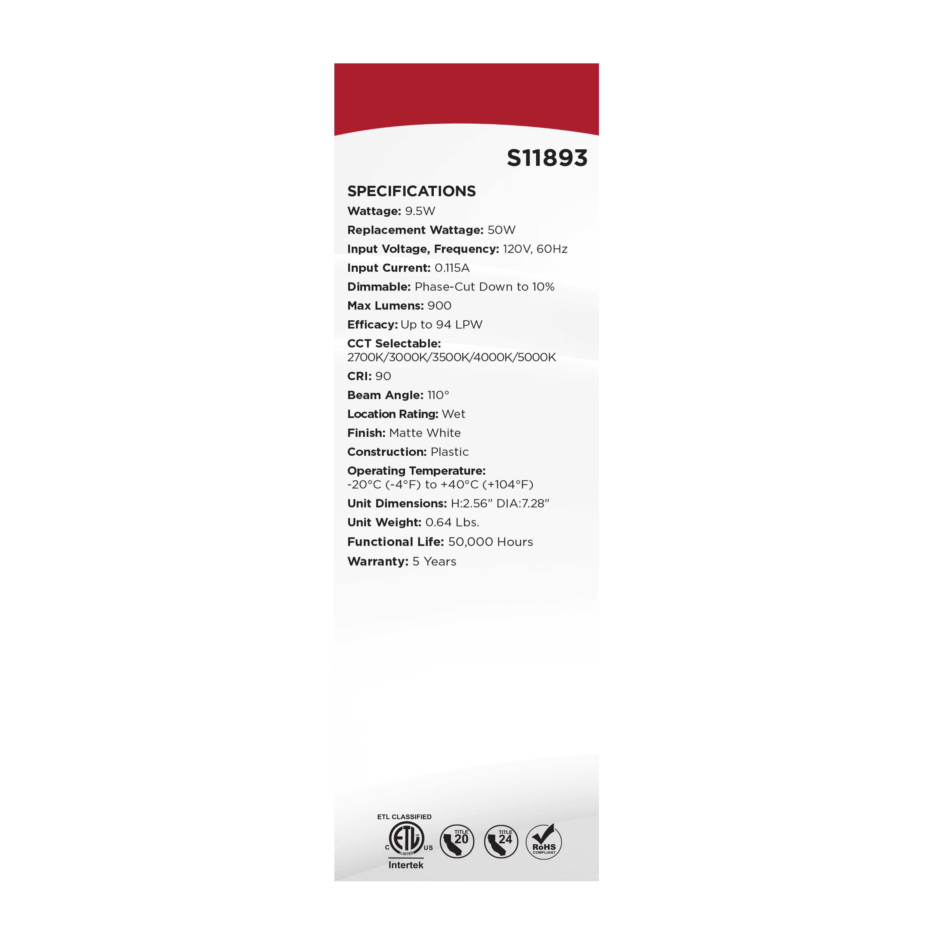 10WLED/DLR/6/CCT-SEL/WR/RND/WH - S11893