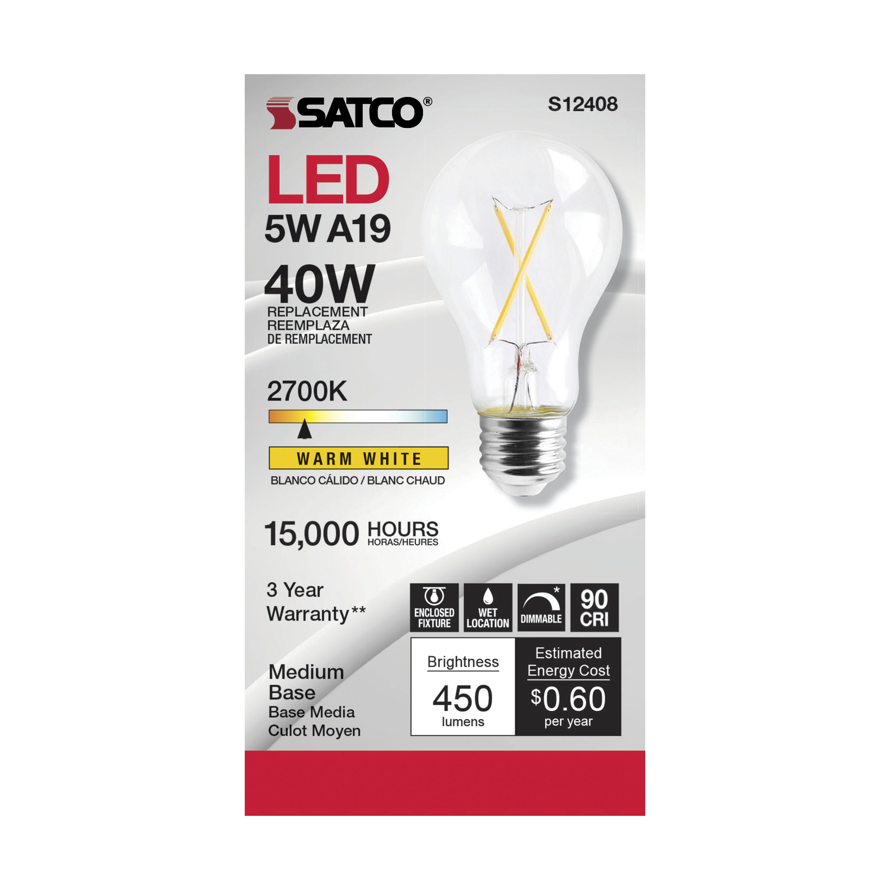 5A19/CL/LED/E26/927/120V - S12408