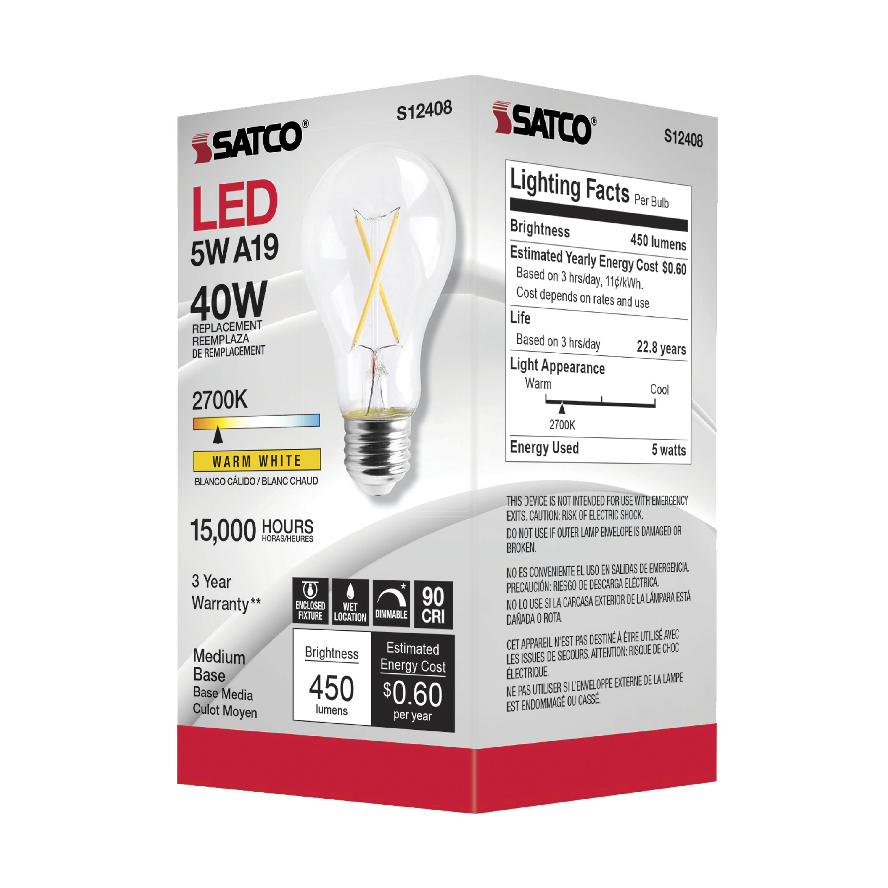 5A19/CL/LED/E26/927/120V - S12408