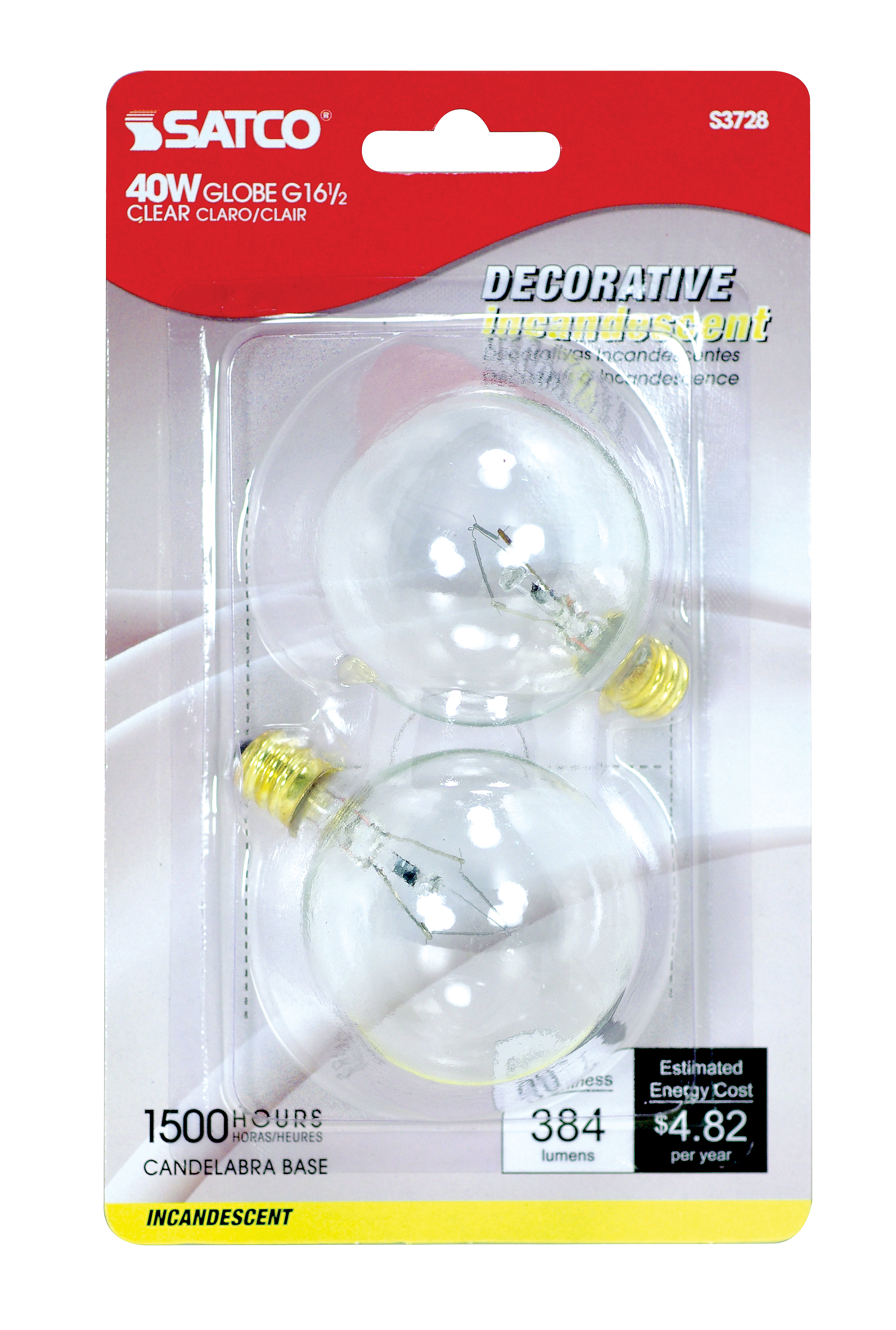 40W G16 1/2 CAND CLEAR - S3728