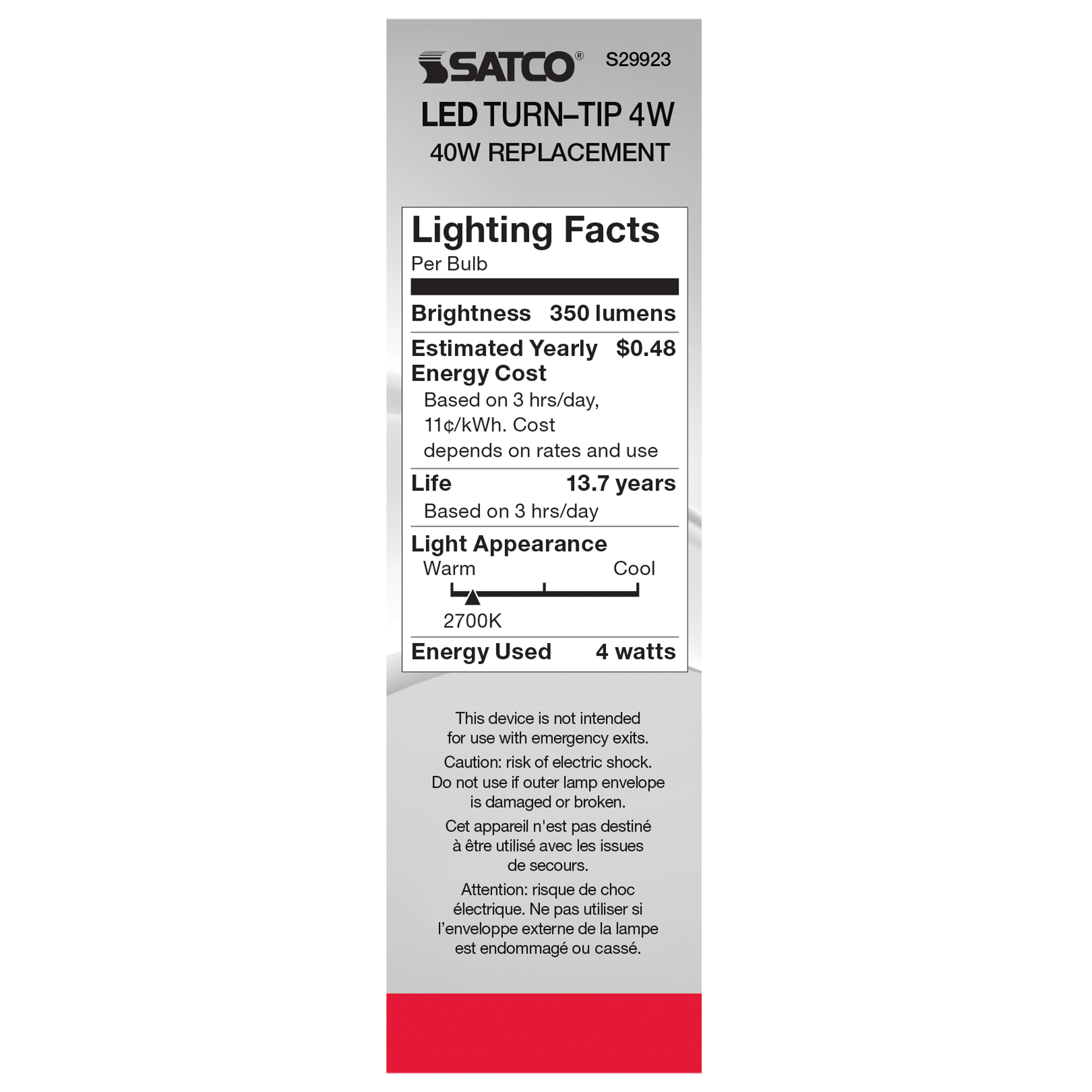 4W CFC/LED/27K/CL/120V - S29923