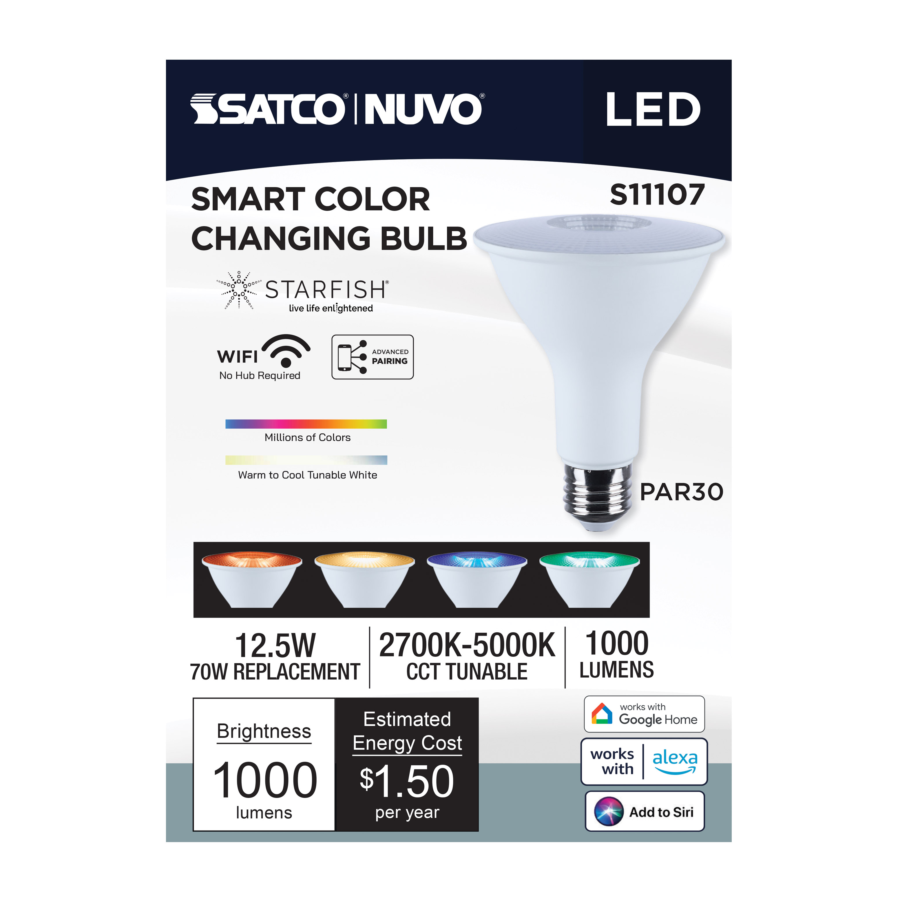 PAR30/12.5W/LED/RGBTW/SF - S11107