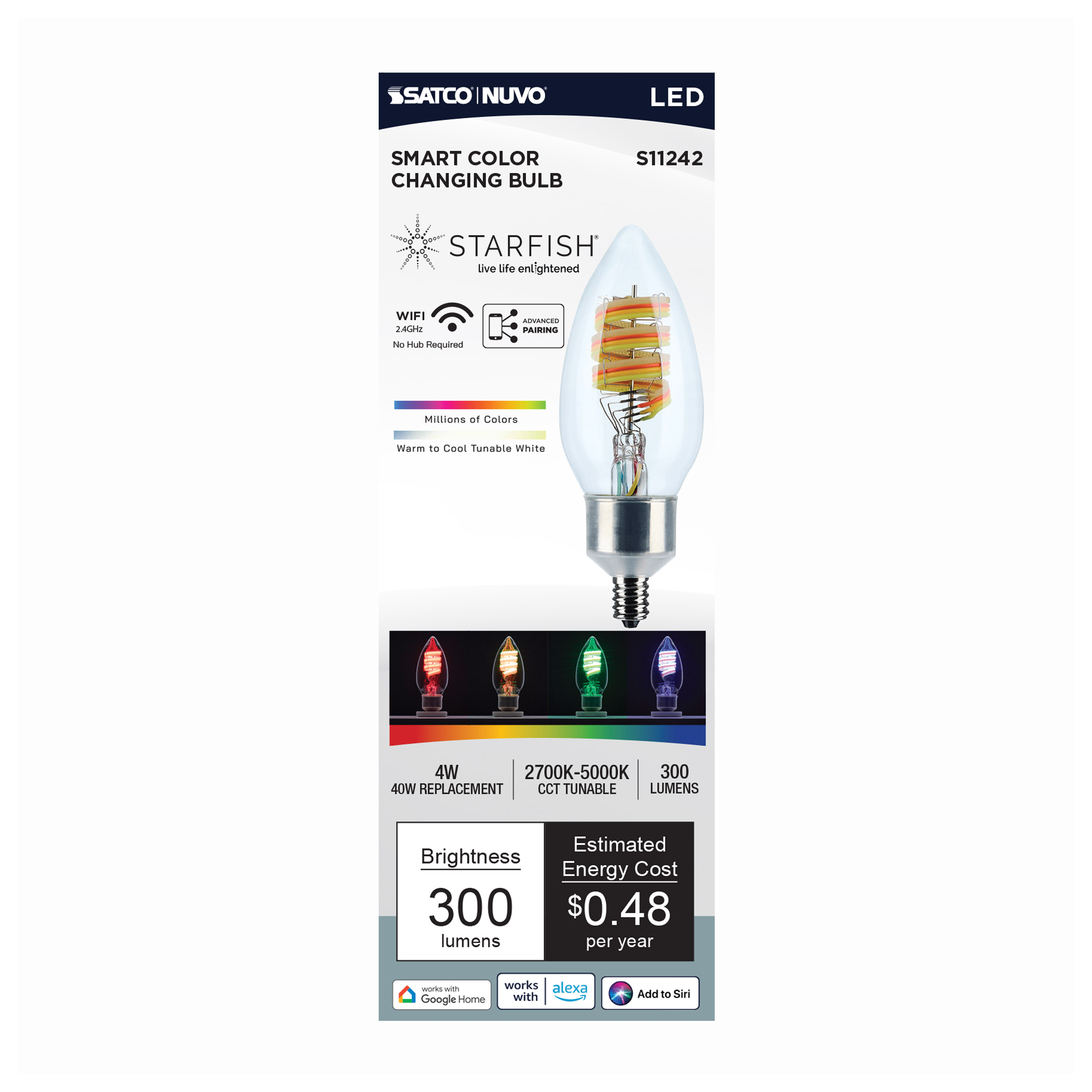 B11/4W/LED/RGBTW/CL/E12 - S11242