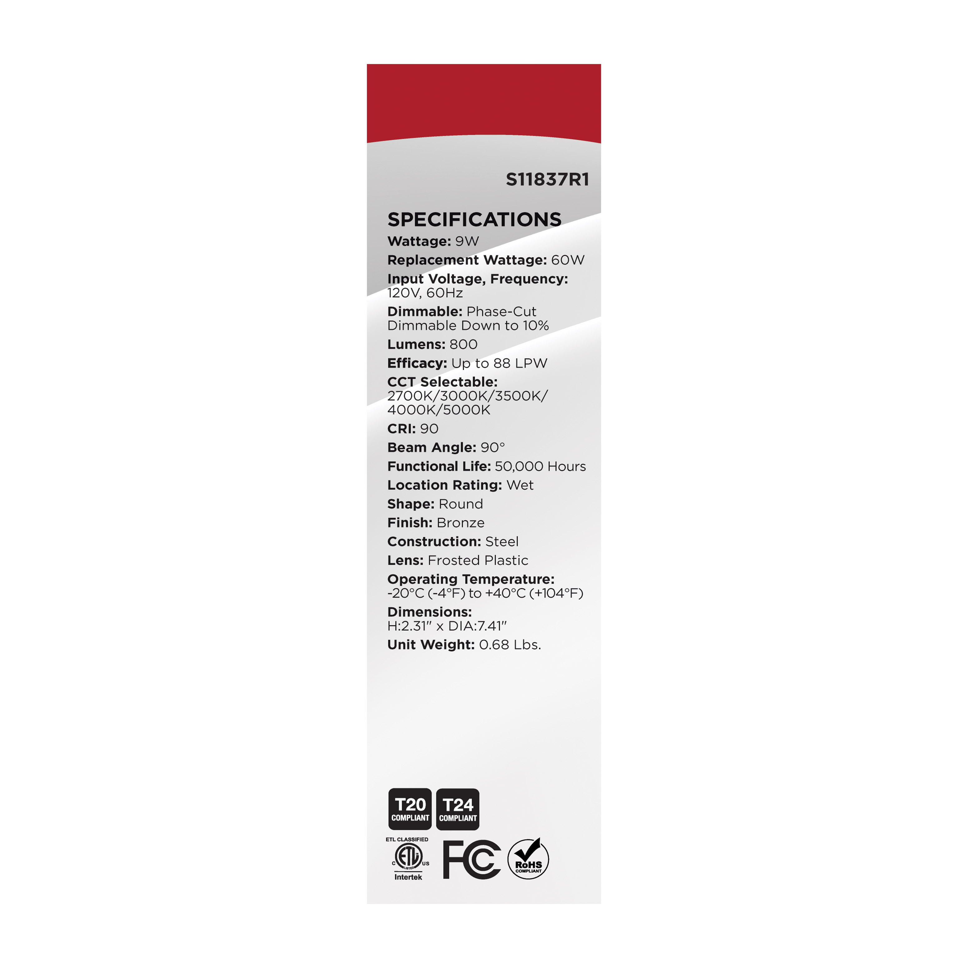 9WLED/DLR/5-6/CCT-SEL/RD/BZ - S11837R1