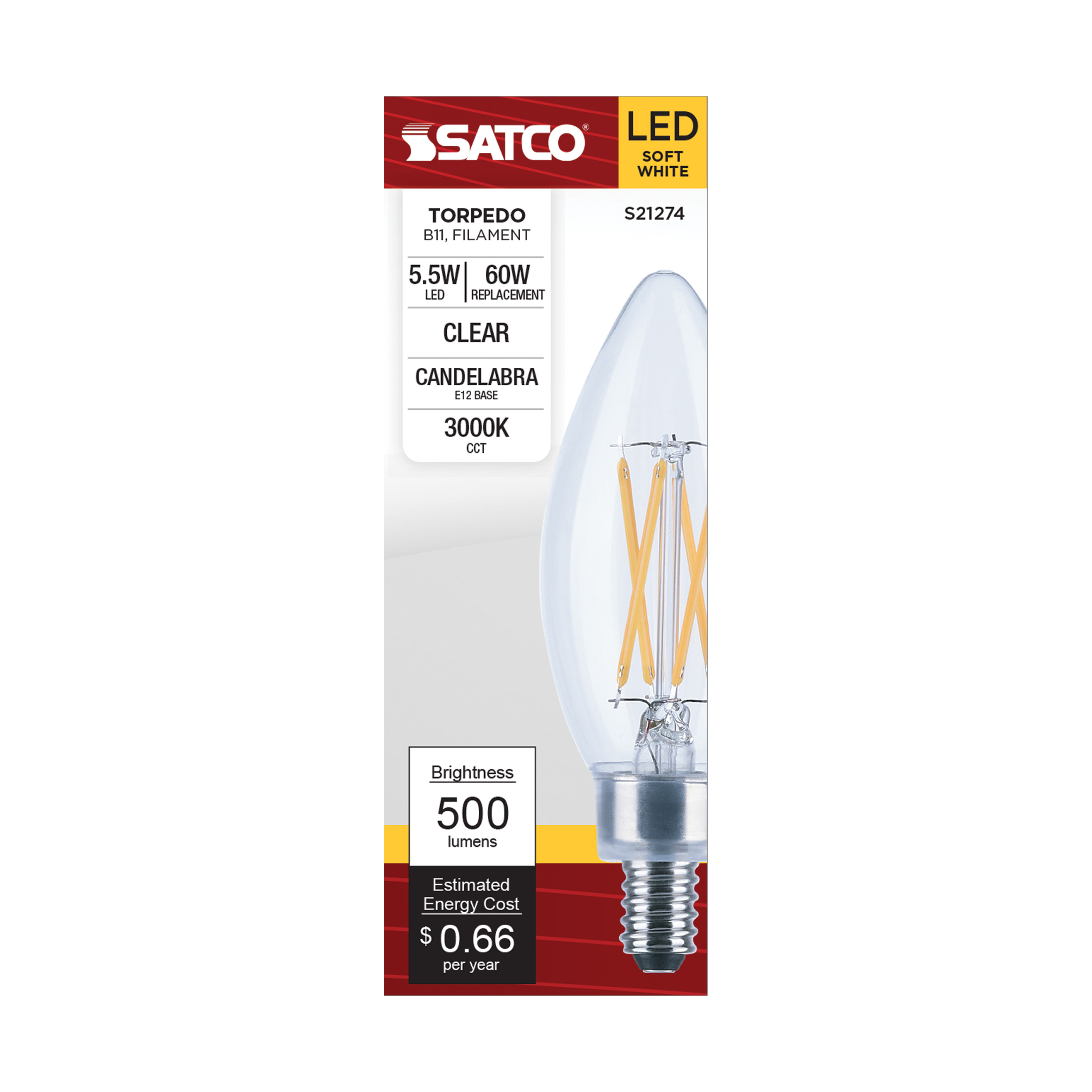 5.5B11/LED/930/CL/120V/E12 - S21274