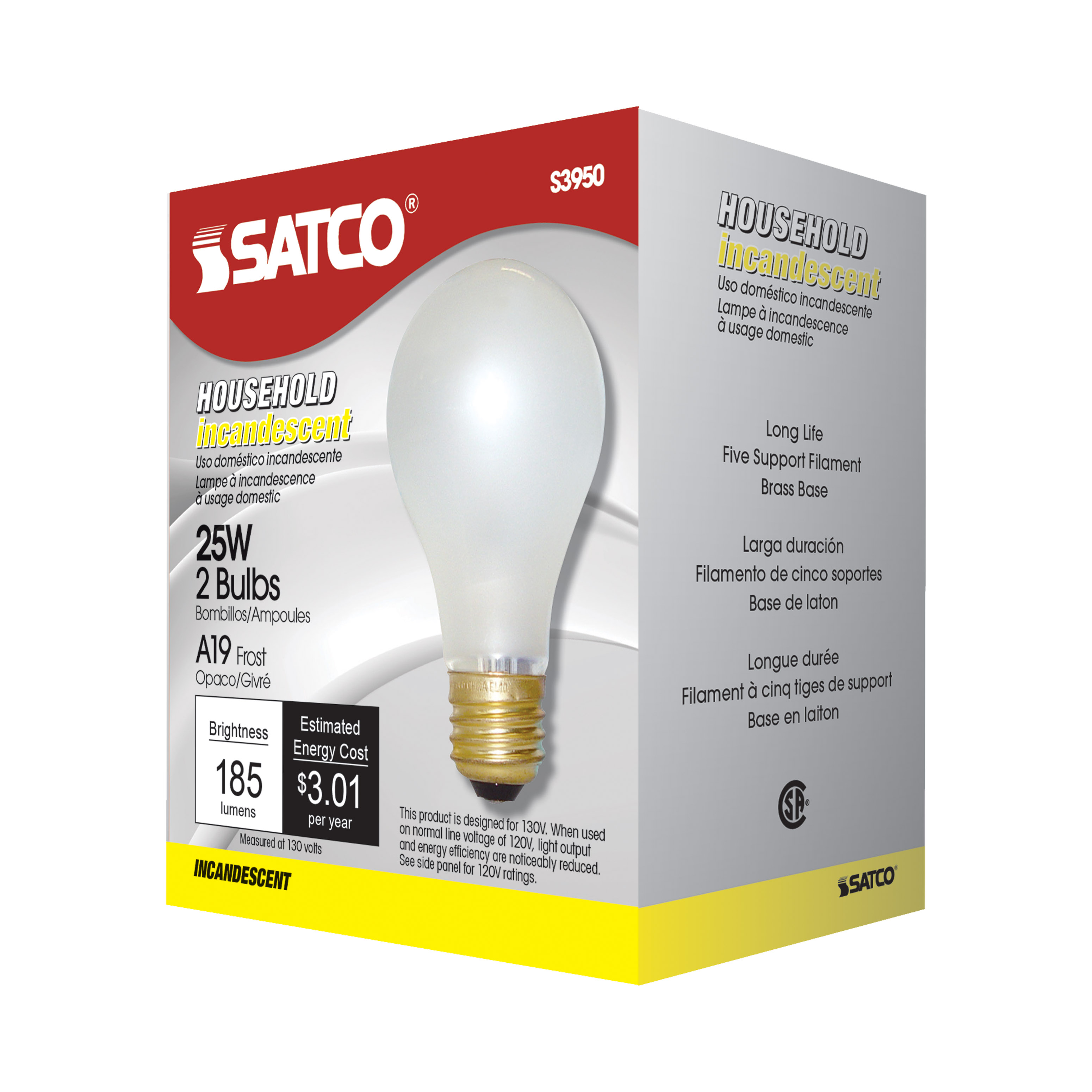 25W A-19 FROSTED 130V - S3950