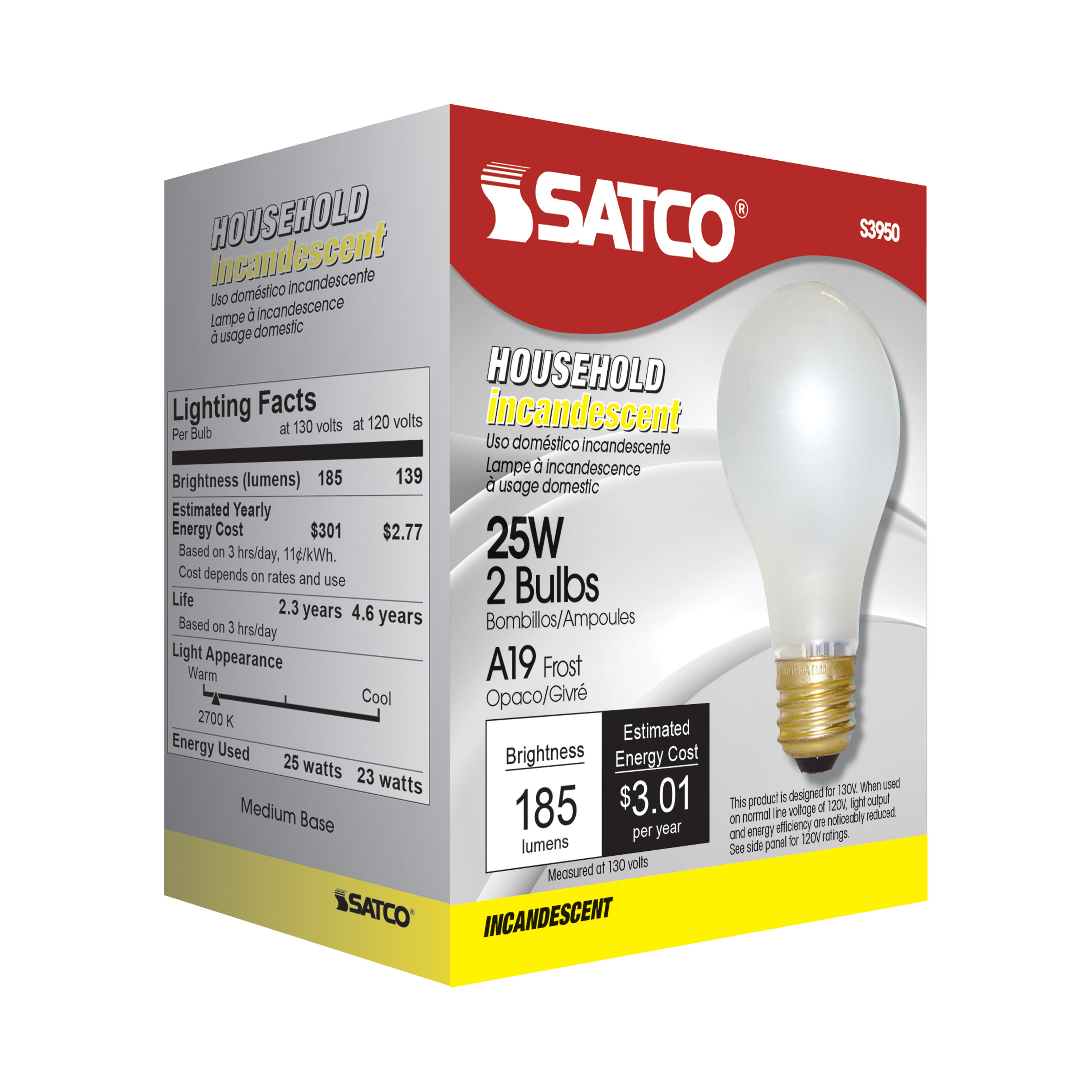 25W A-19 FROSTED 130V - S3950