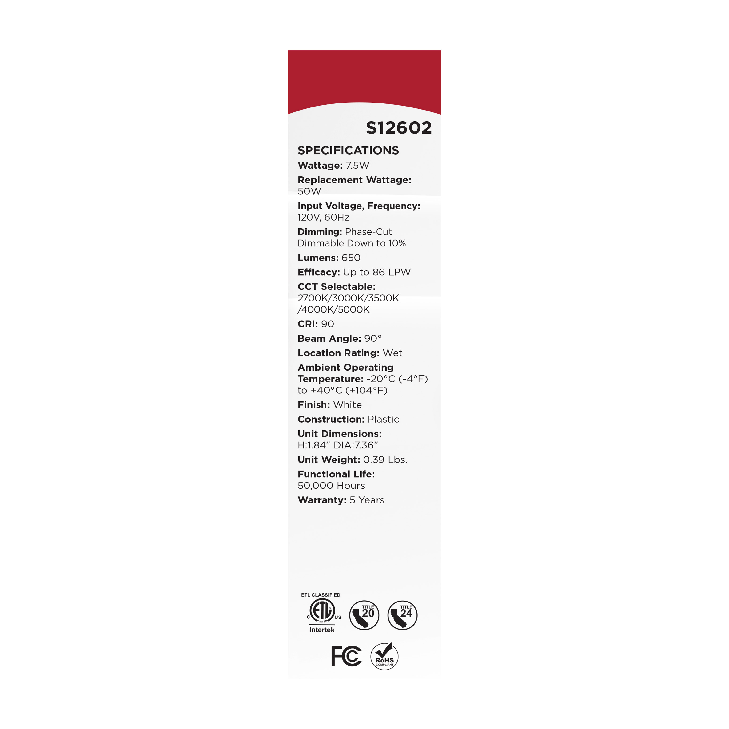 8WLED/DLR/5-6/5CCT/E/RND/WH - S12602