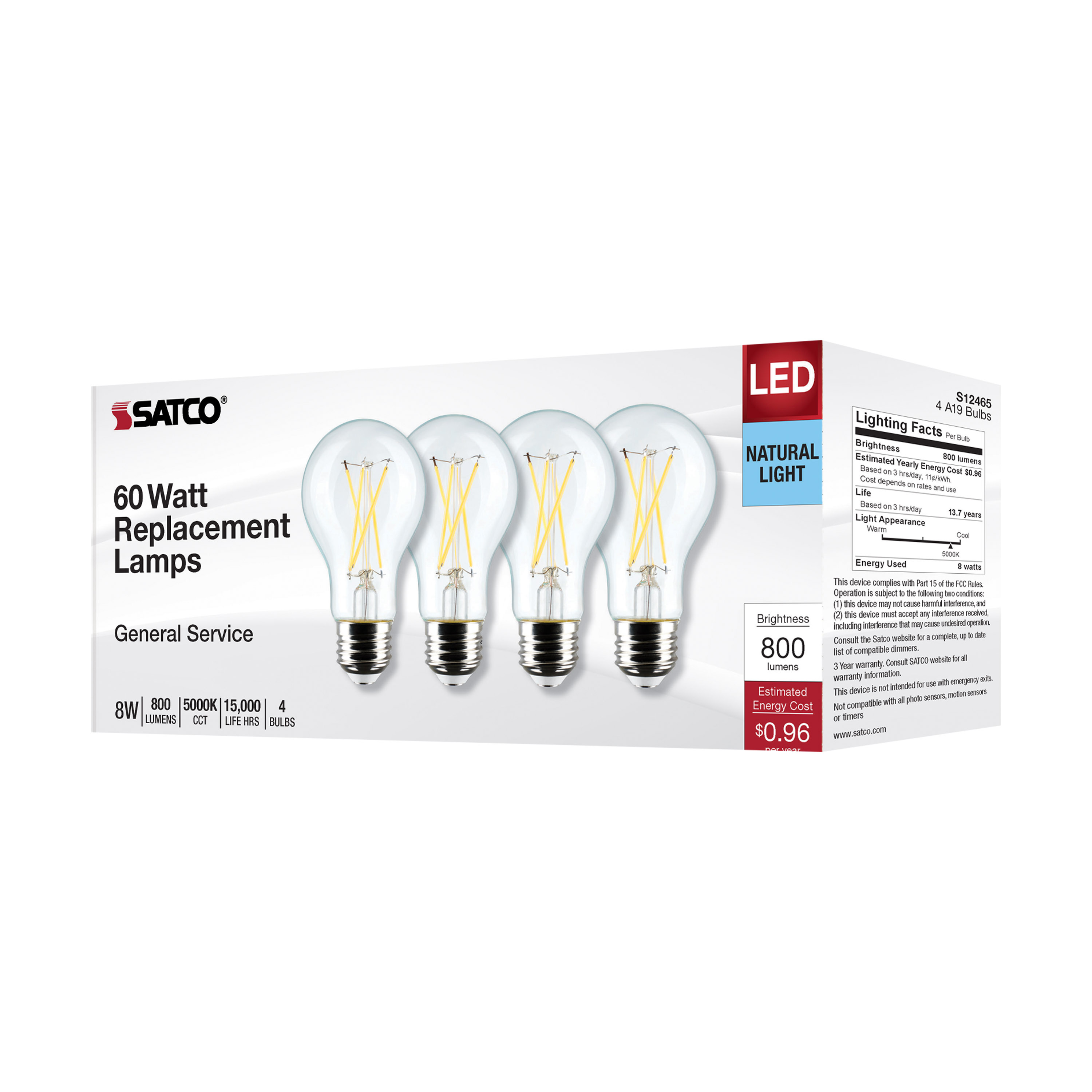 8A19/CL/LED/E26/950/4PK/120V - S12465