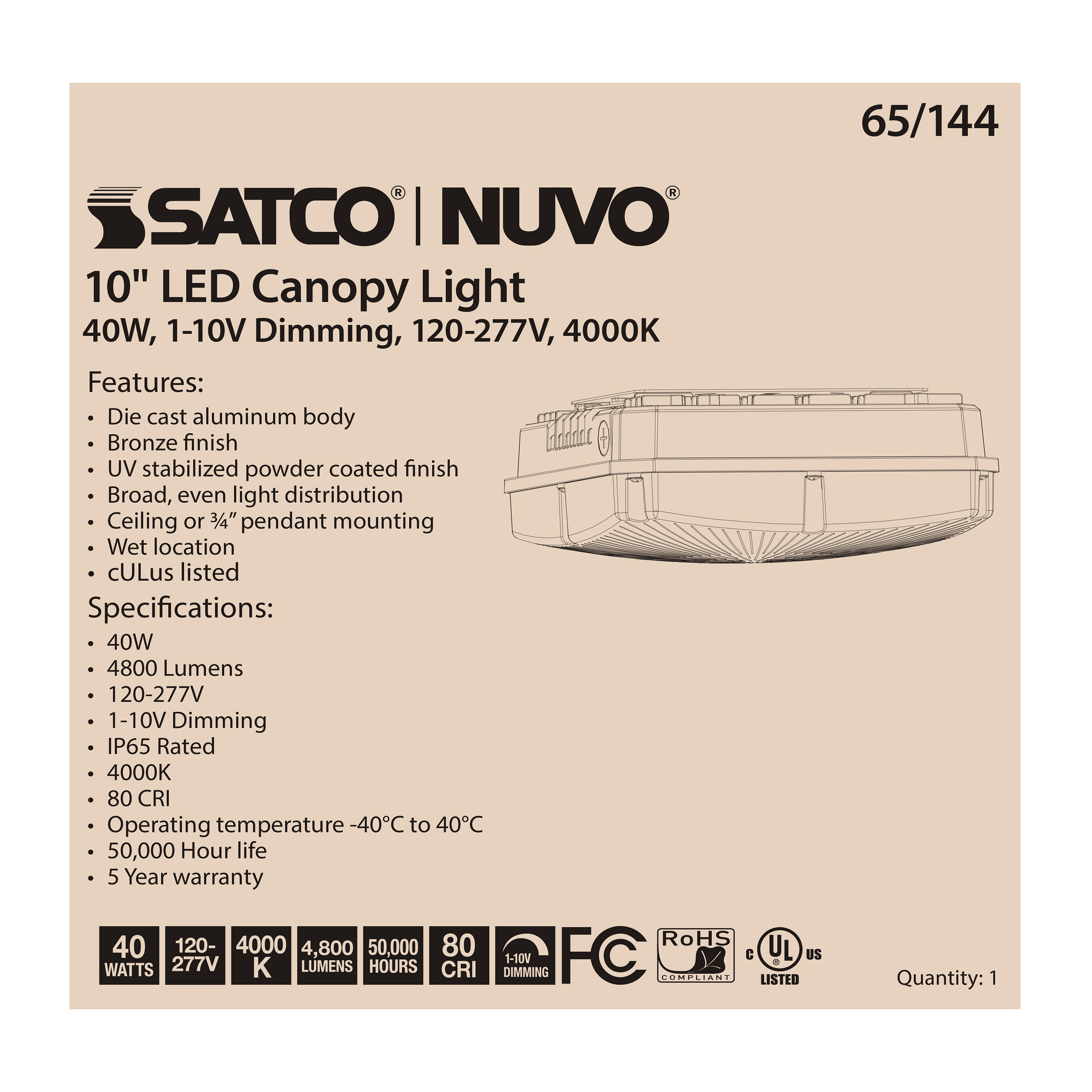 40W LED CANOPY FIXTURE 10" - 65-144