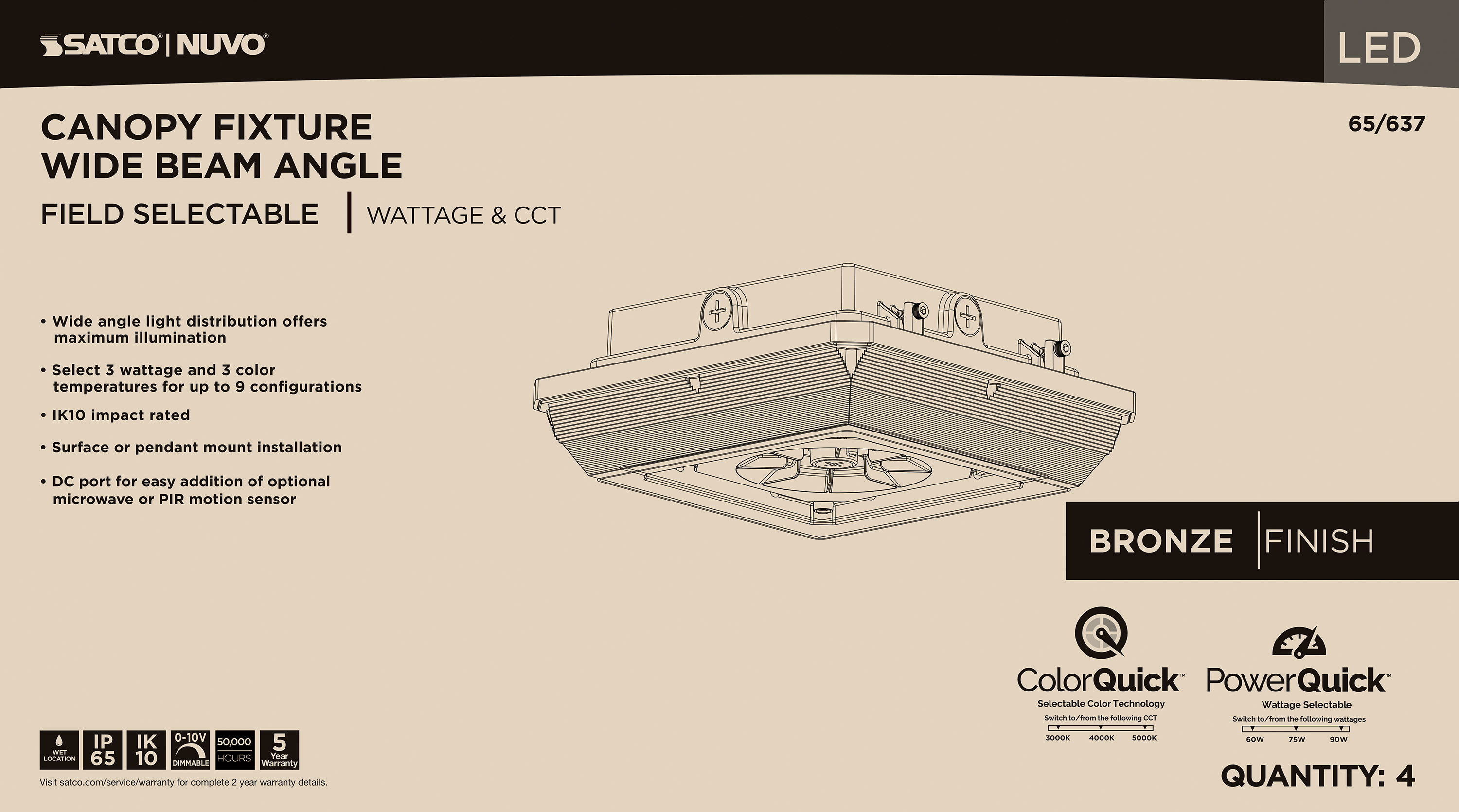 LED WIDE BEAM ANGLE CANOPY - 65-637