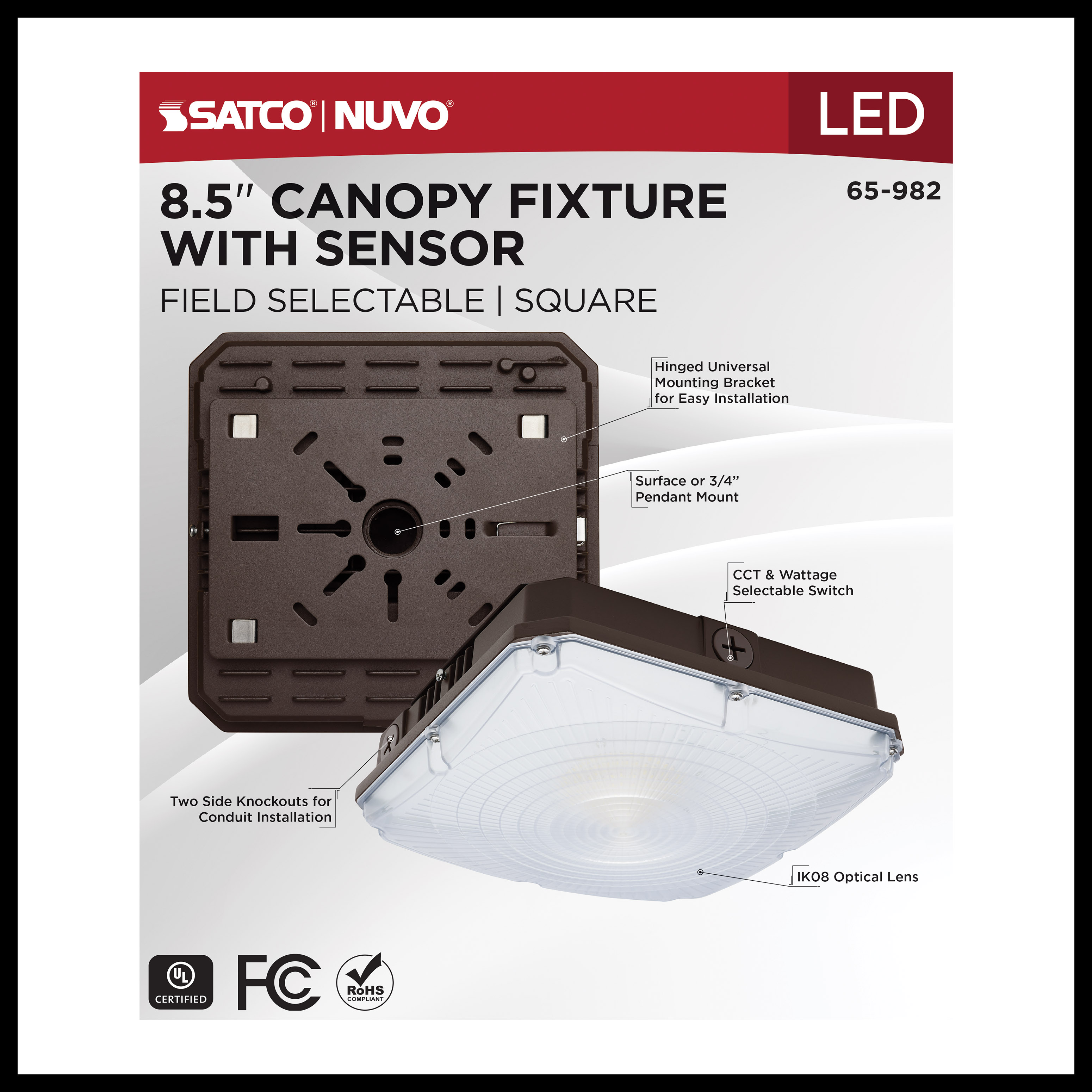 8.5" LED CANOPY W/SENSOR - 65-982