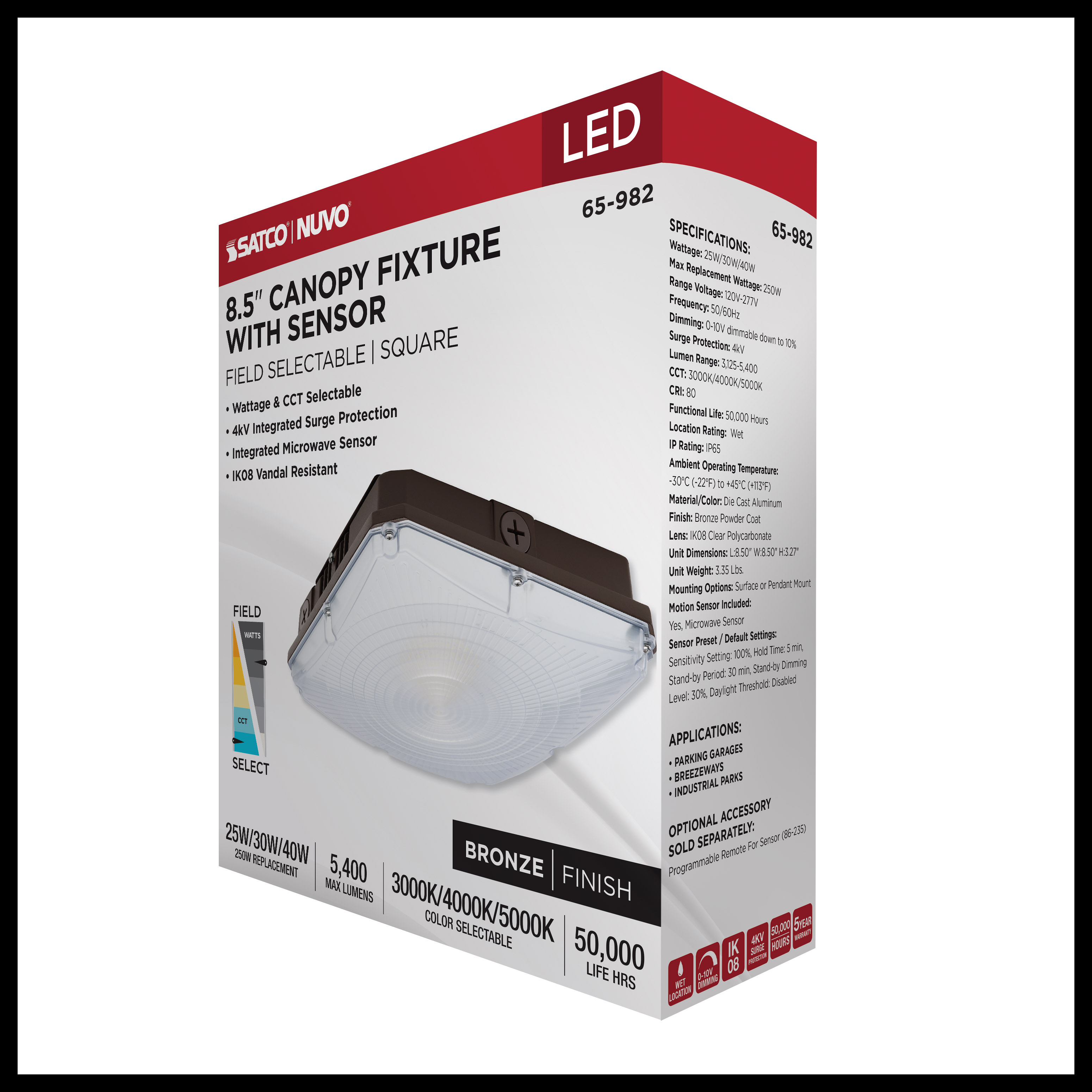 8.5" LED CANOPY W/SENSOR - 65-982