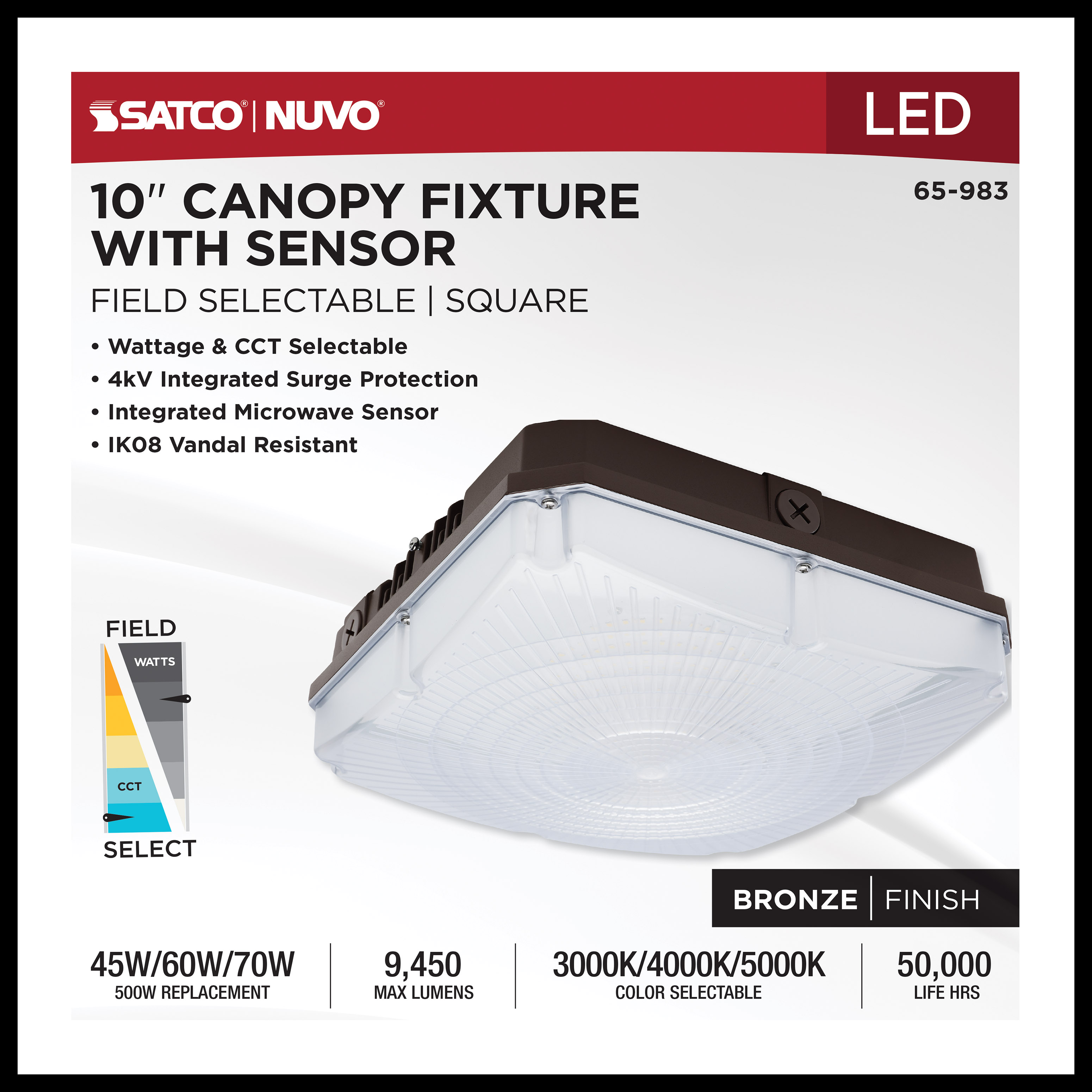 10" LED CANOPY W/SENSOR - 65-983