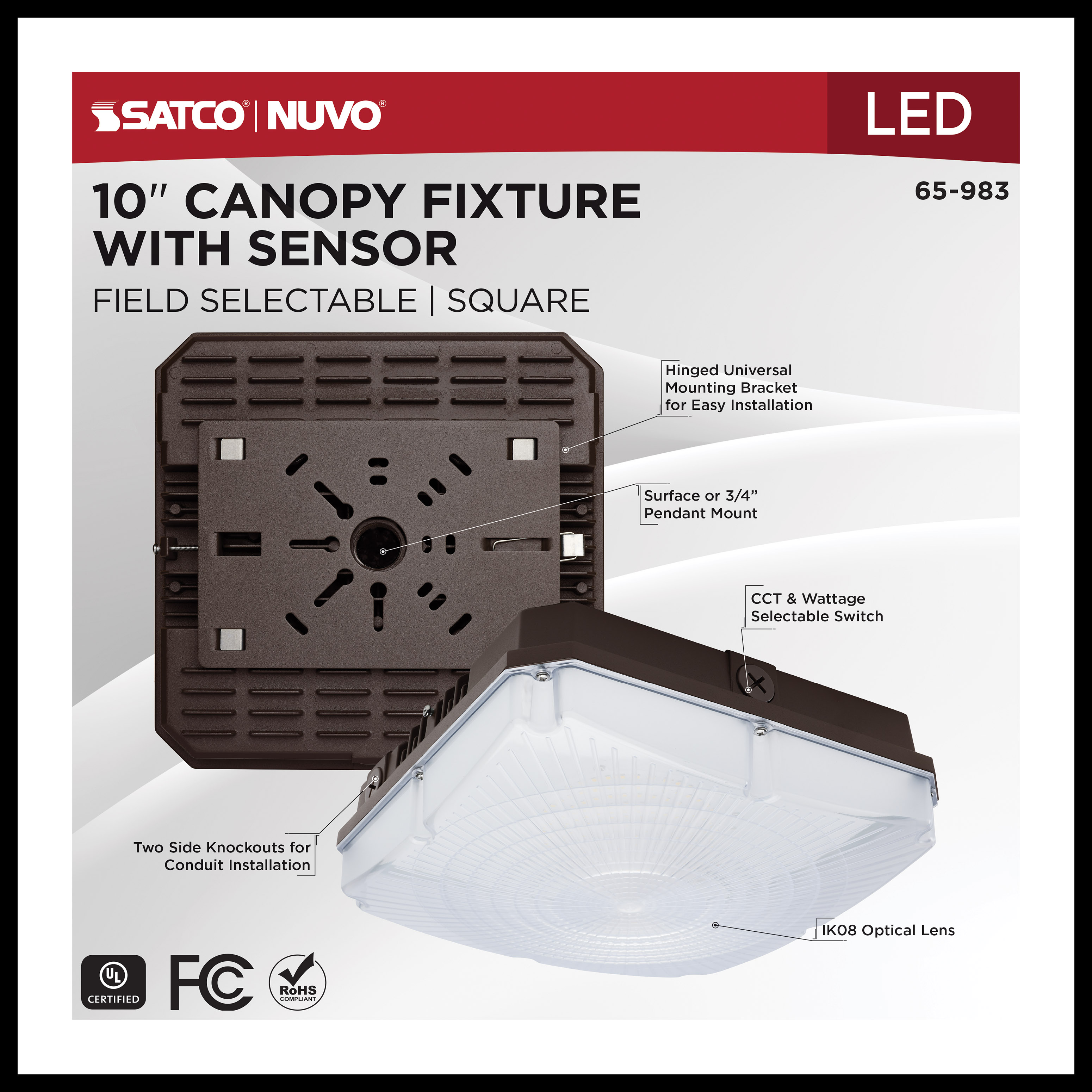 10" LED CANOPY W/SENSOR - 65-983