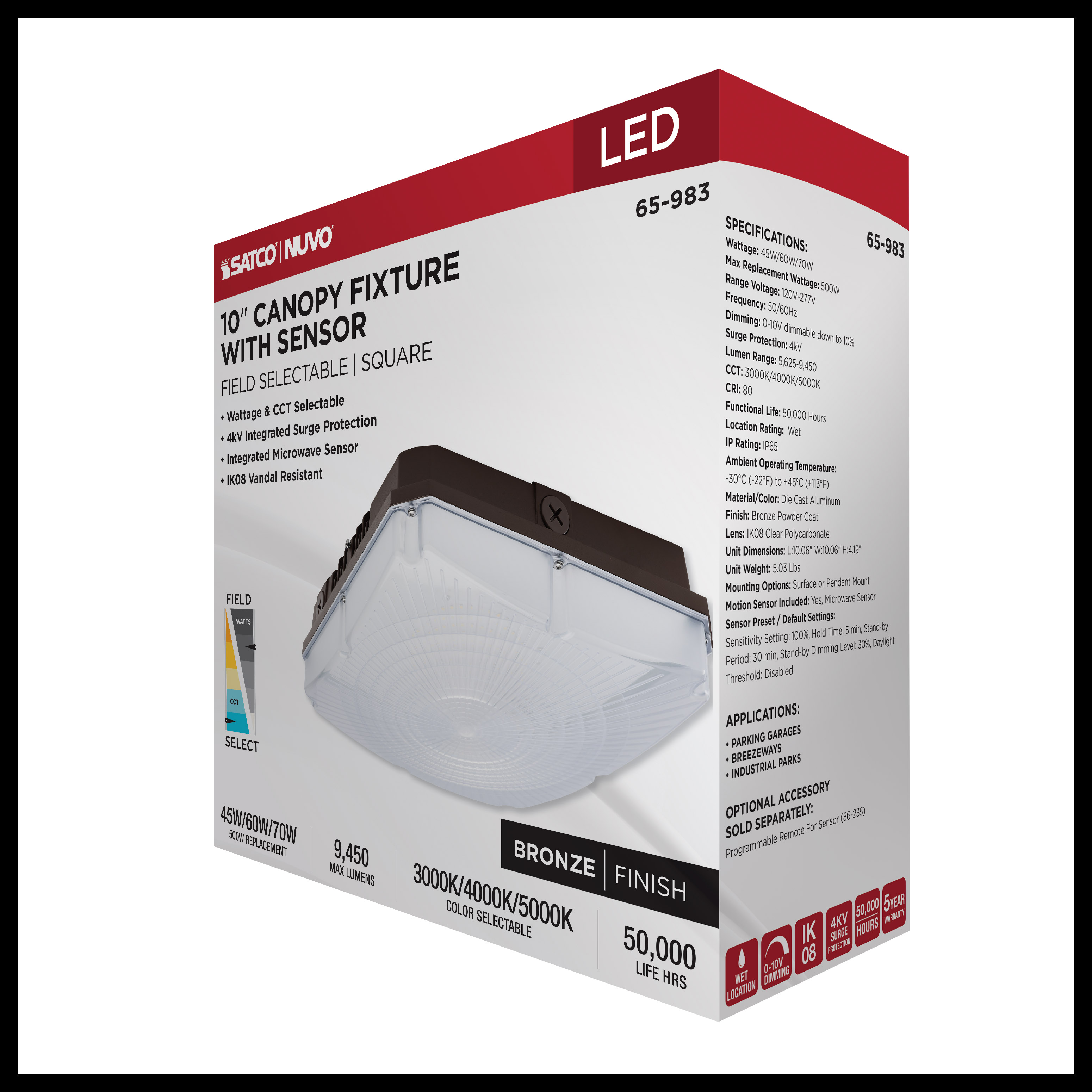 10" LED CANOPY W/SENSOR - 65-983