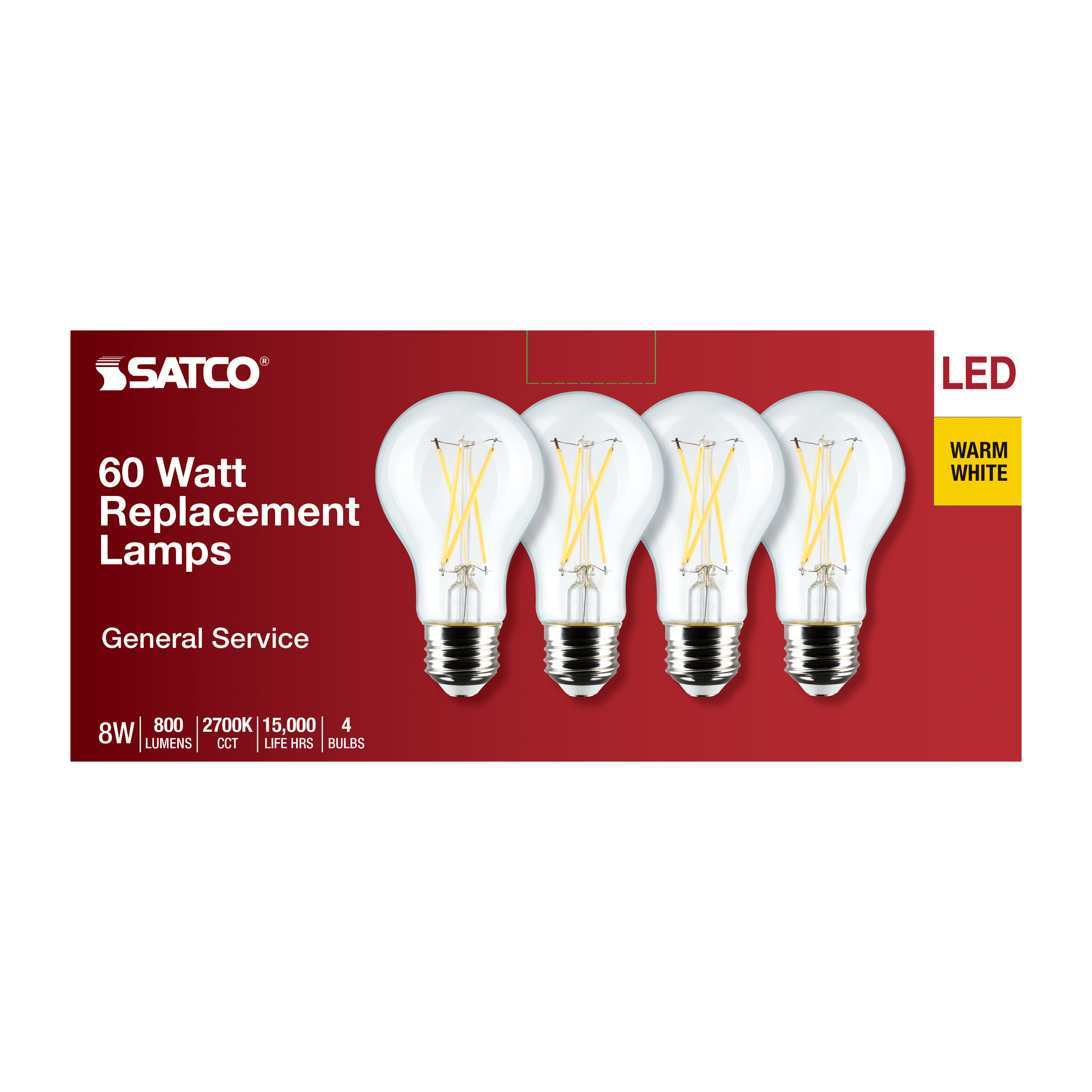 8A19/CL/4PK/E26/927/LED/120V - S12462